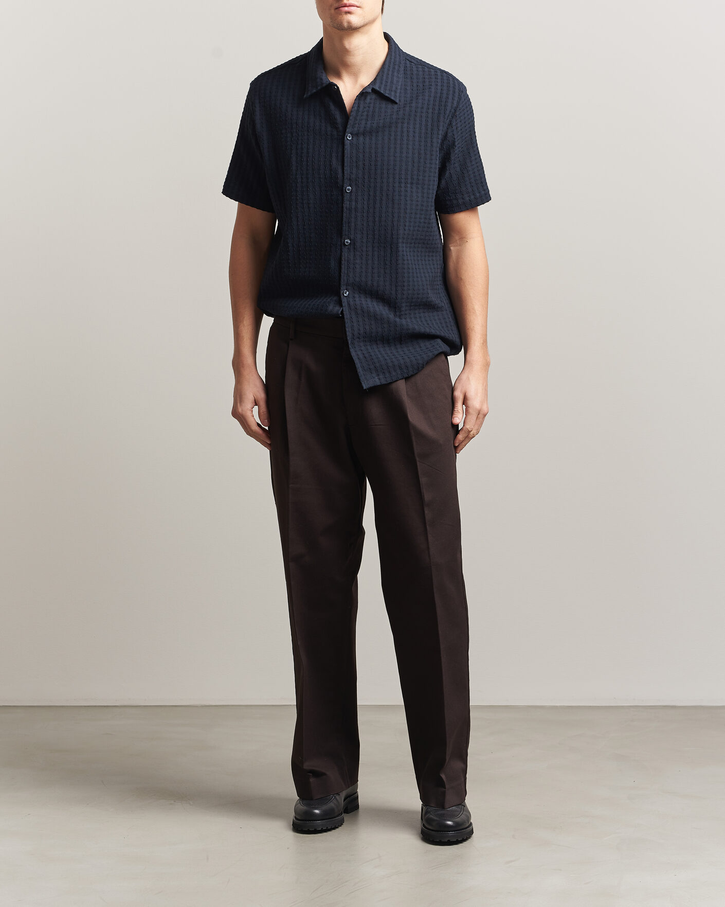 Uomini | Camicie | Samsøe Samsøe | Avan Structured Short Sleeve Shirt Salute Navy