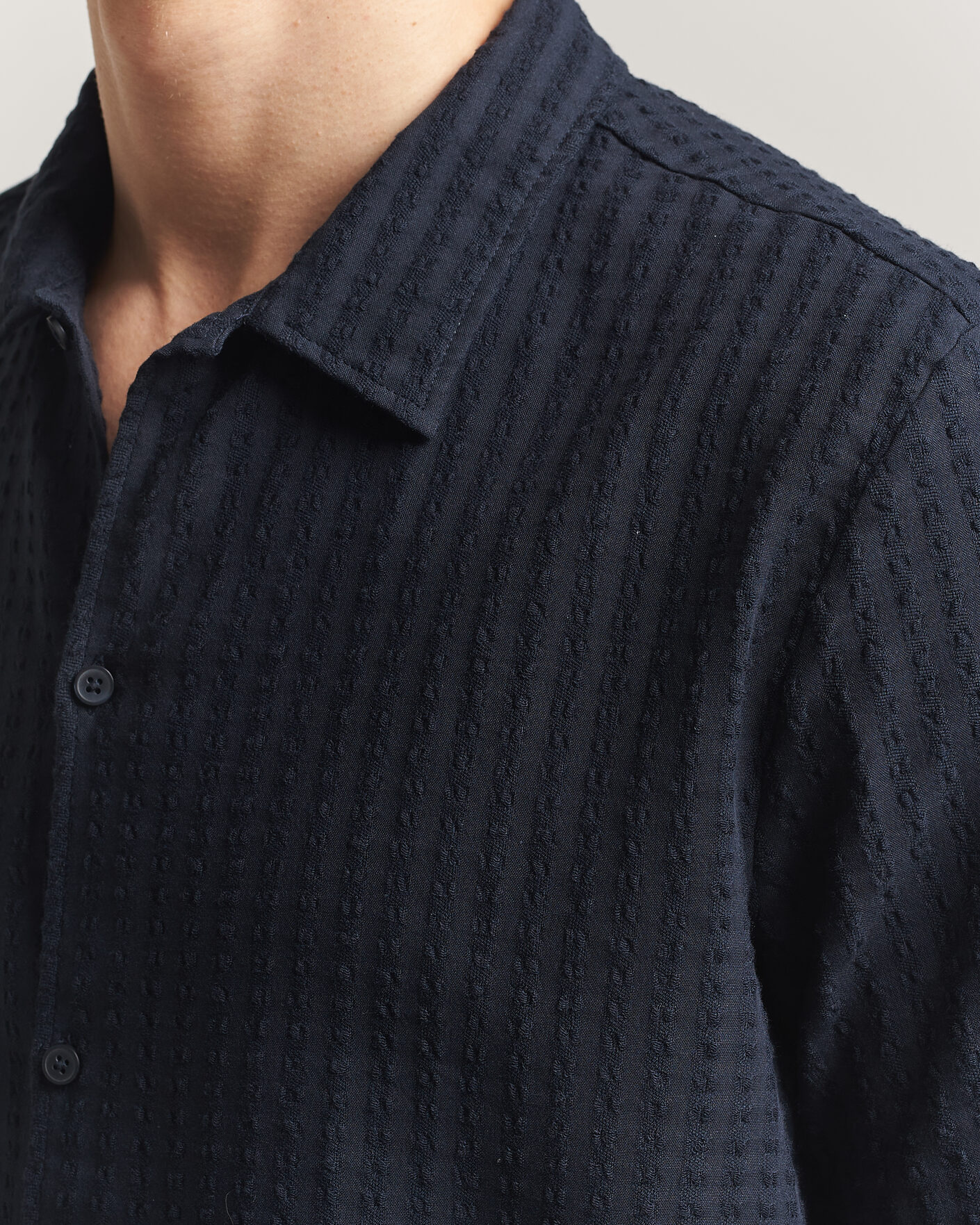 Uomini | Camicie | Samsøe Samsøe | Avan Structured Short Sleeve Shirt Salute Navy