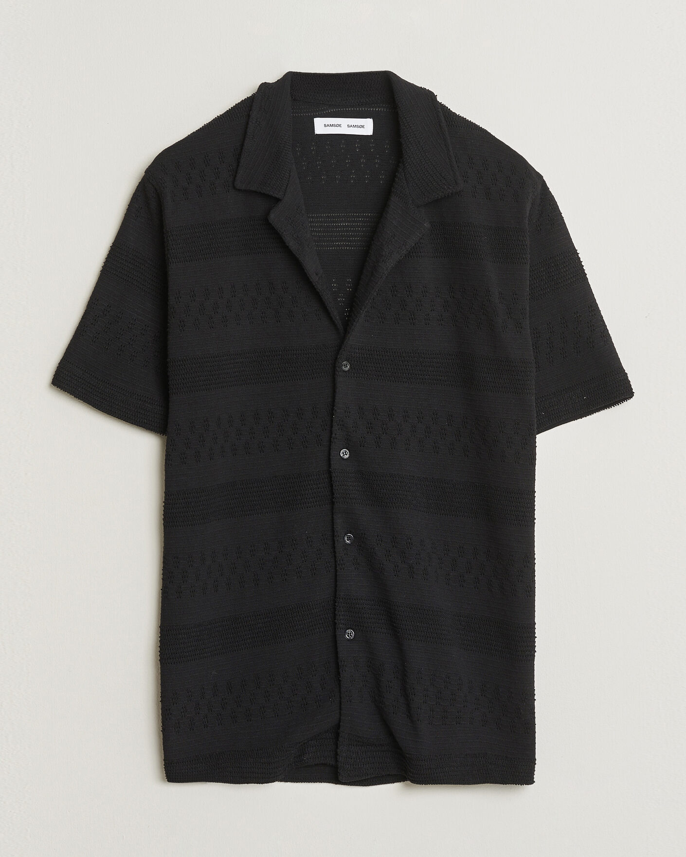 Uomini | Camicie | Samsøe Samsøe | Martin Knitted Short Sleeve Shirt Black