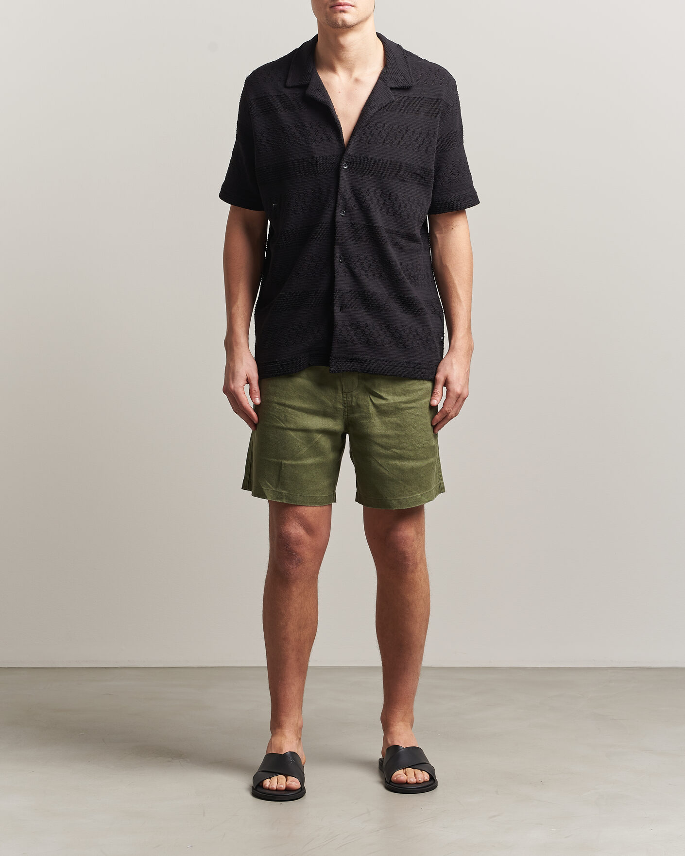 Uomini | Camicie | Samsøe Samsøe | Martin Knitted Short Sleeve Shirt Black