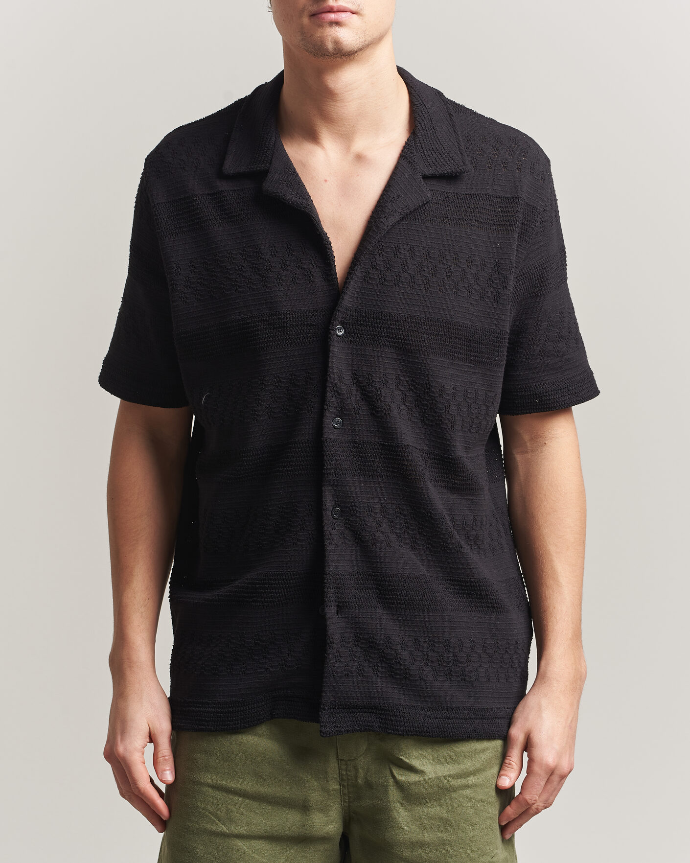 Uomini | Camicie | Samsøe Samsøe | Martin Knitted Short Sleeve Shirt Black