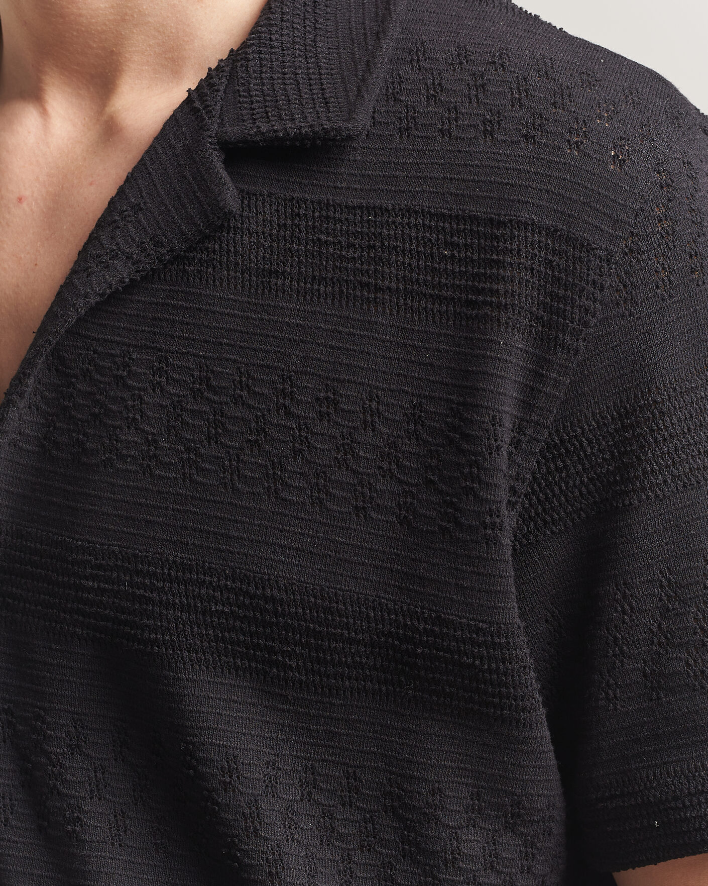 Uomini | Camicie | Samsøe Samsøe | Martin Knitted Short Sleeve Shirt Black