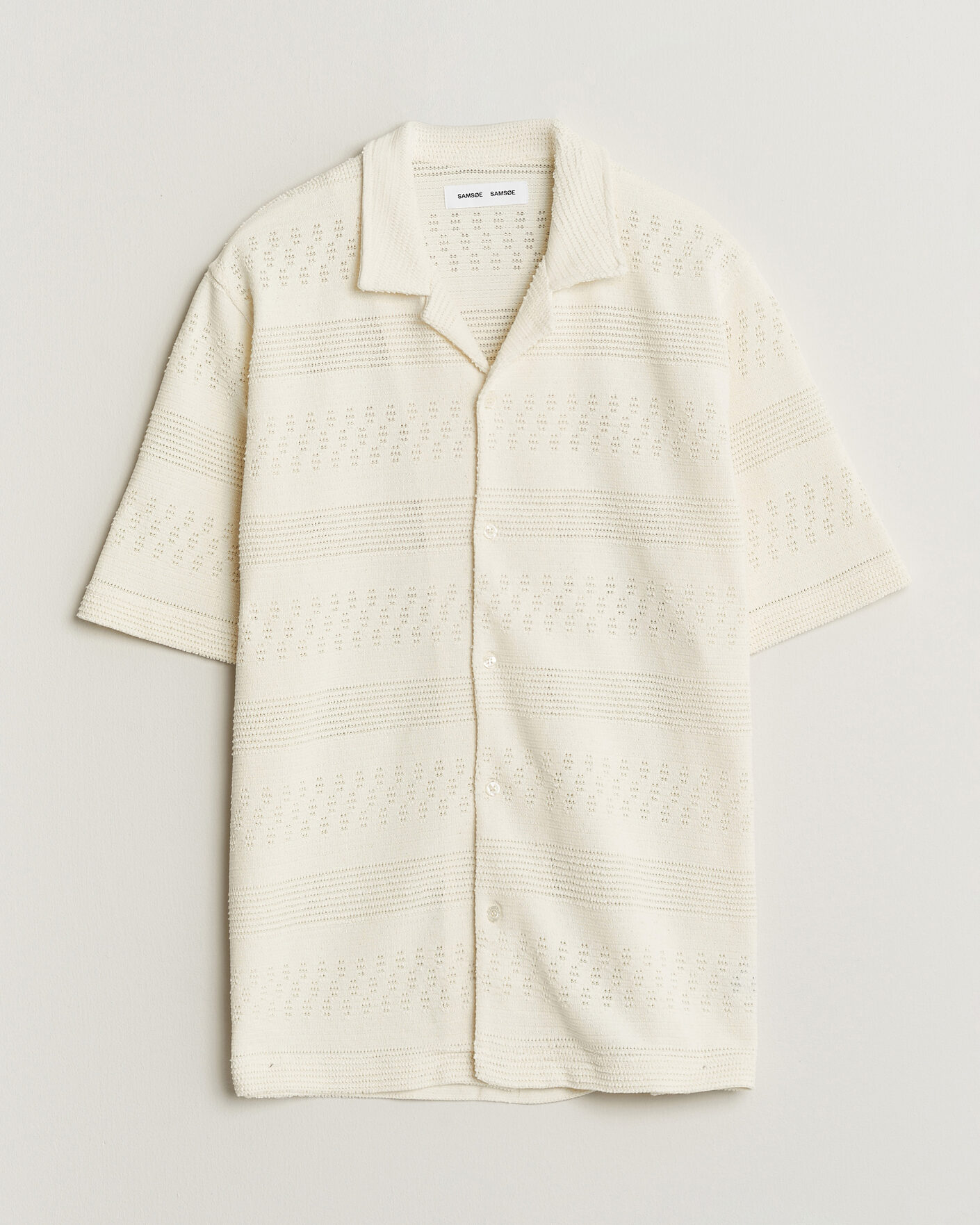 Uomini | Camicie | Samsøe Samsøe | Martin Knitted Short Sleeve Shirt Clear Cream