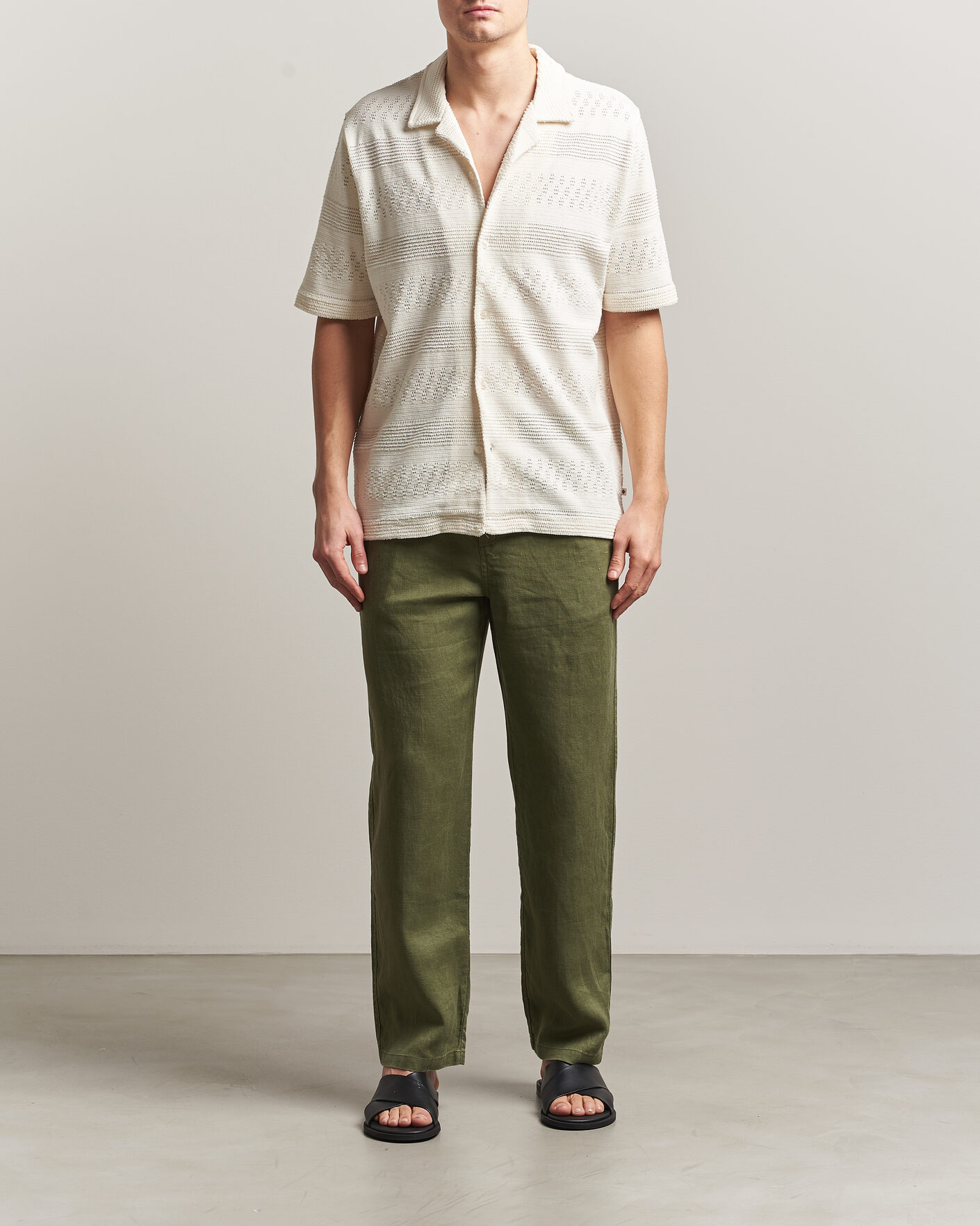 Uomini | Camicie | Samsøe Samsøe | Martin Knitted Short Sleeve Shirt Clear Cream