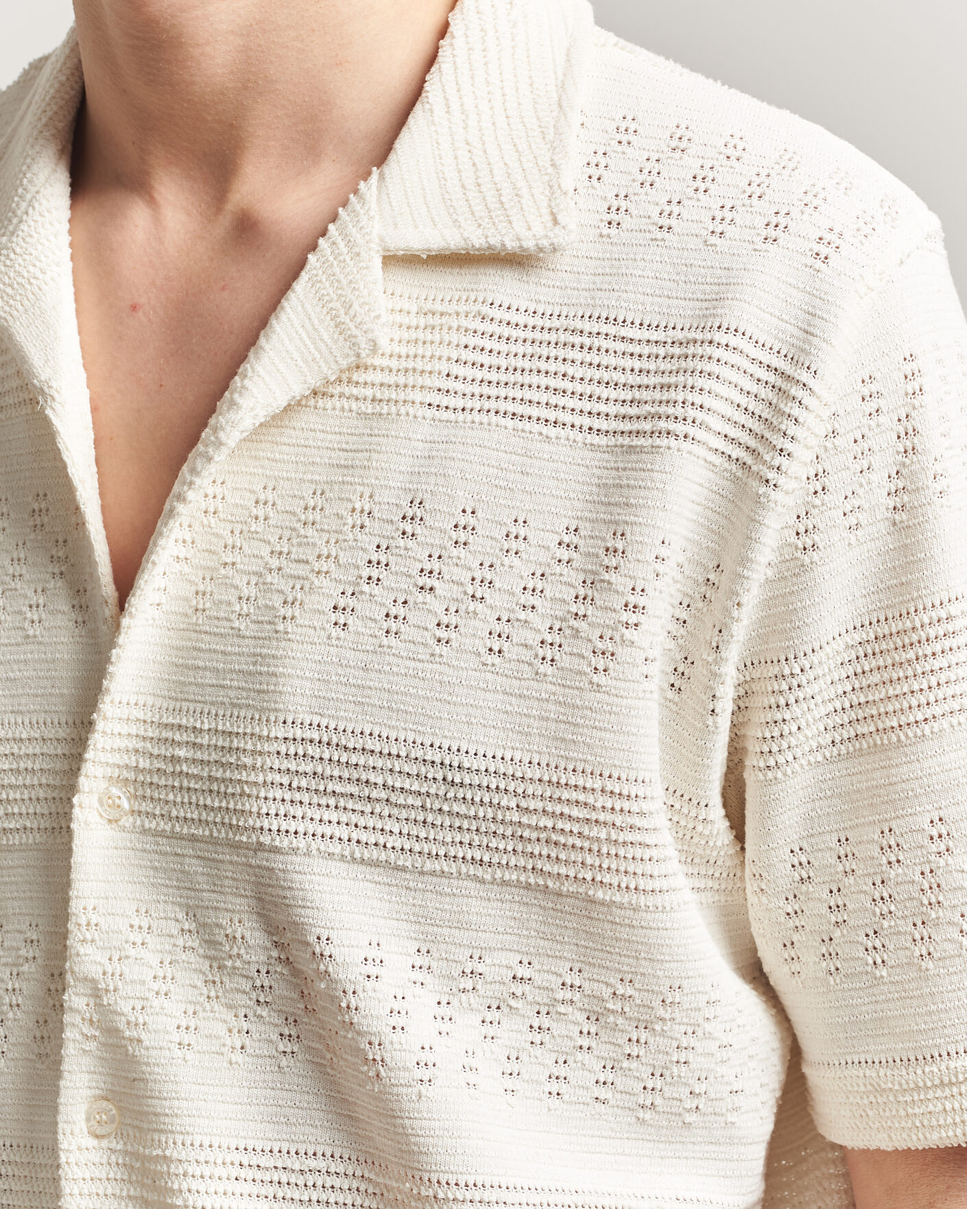 Uomini | Camicie | Samsøe Samsøe | Martin Knitted Short Sleeve Shirt Clear Cream