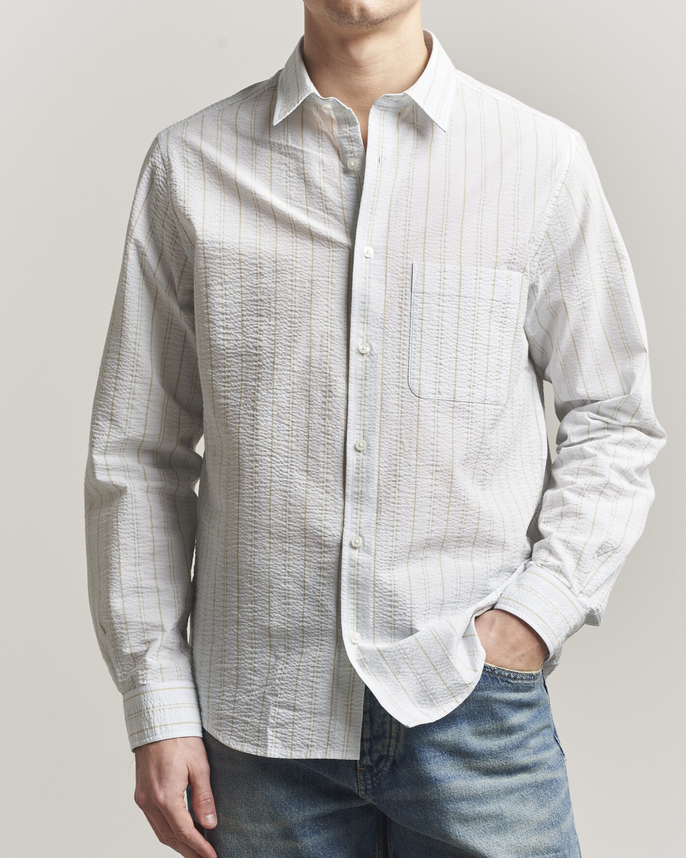 Uomini | Camicie | Samsøe Samsøe | Ryan Cotton Striped Shirt Skywriting