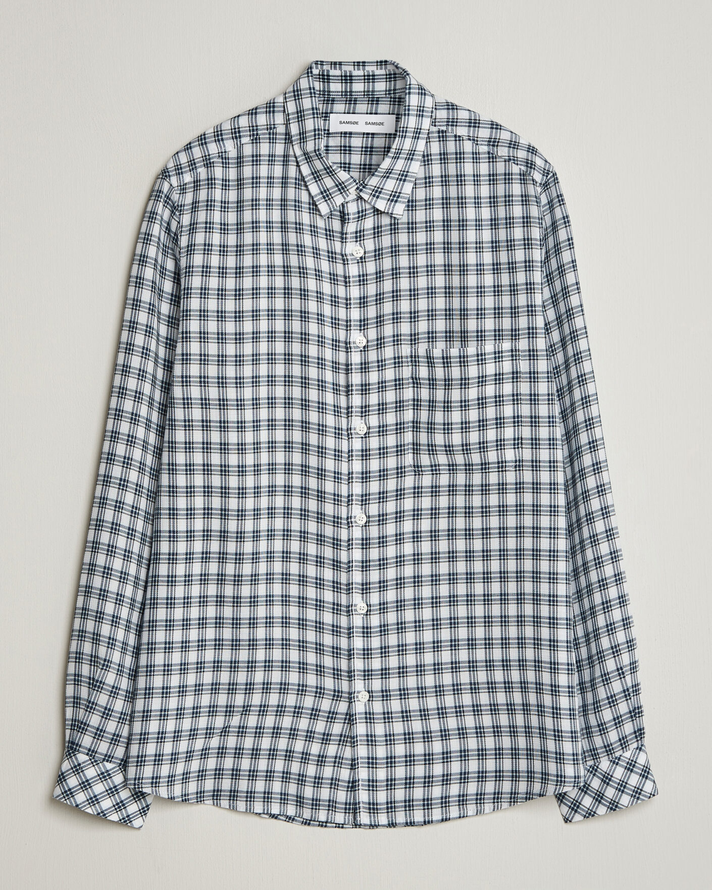 Uomini | Camicie | Samsøe Samsøe | Ryan Tencel Checked Shirt Blue
