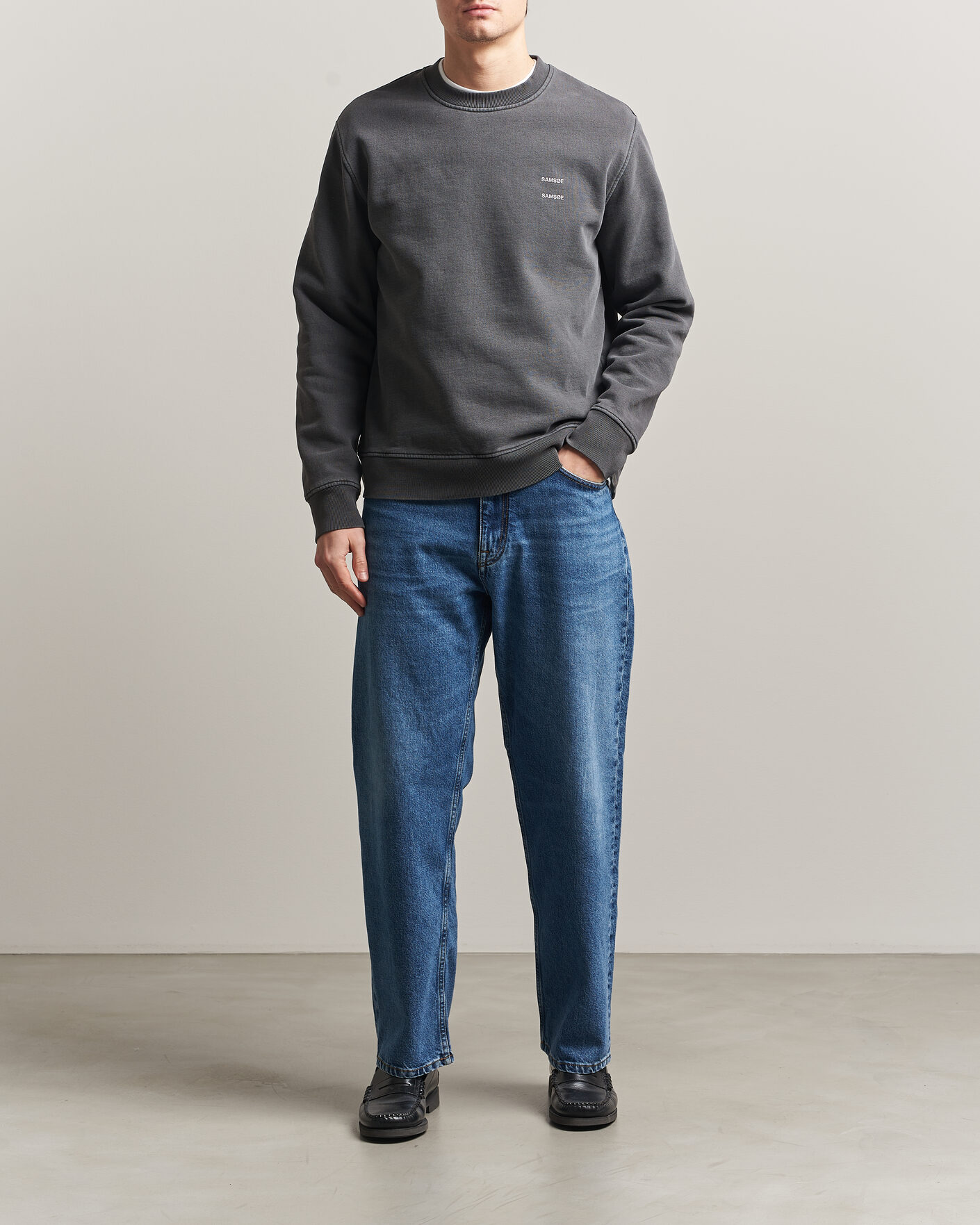 Uomini | Maglieria | Samsøe Samsøe | Joel Washed Organic Cotton Sweatshirt Black