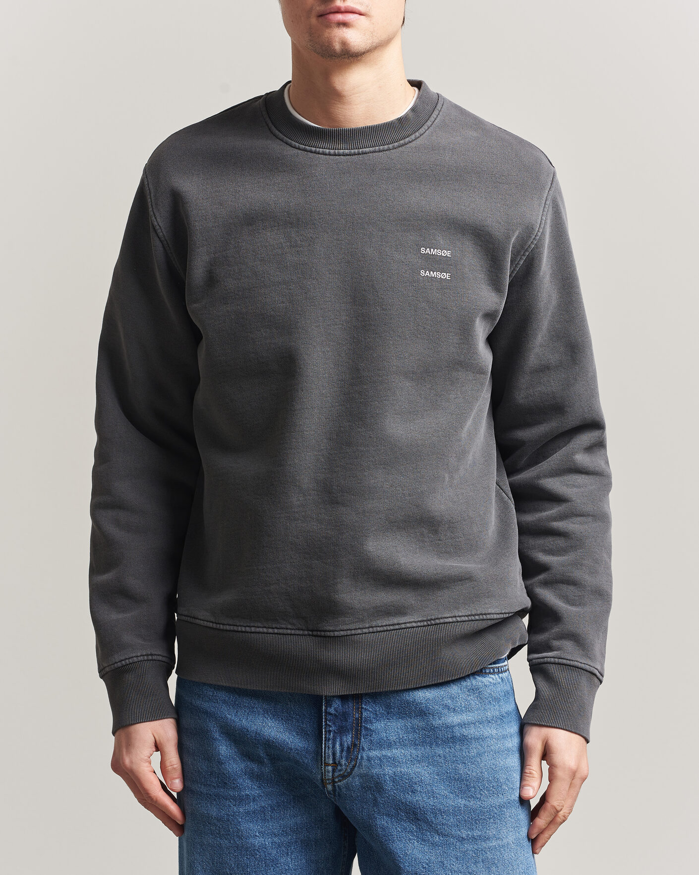 Uomini | Maglieria | Samsøe Samsøe | Joel Washed Organic Cotton Sweatshirt Black
