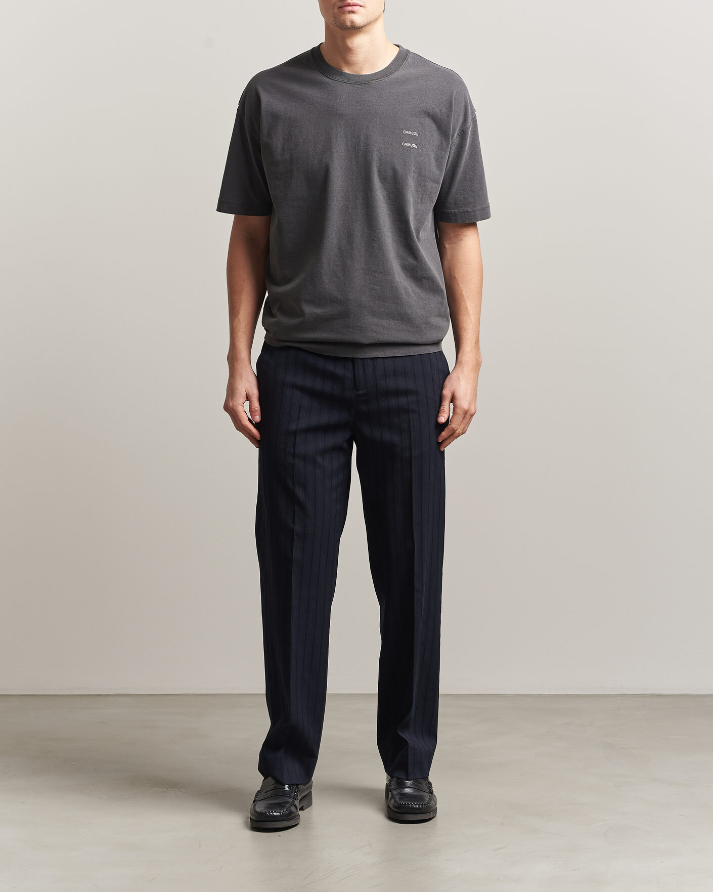 Uomini | T-shirt | Samsøe Samsøe | Joel Washed Organic Cotton T-Shirt Black