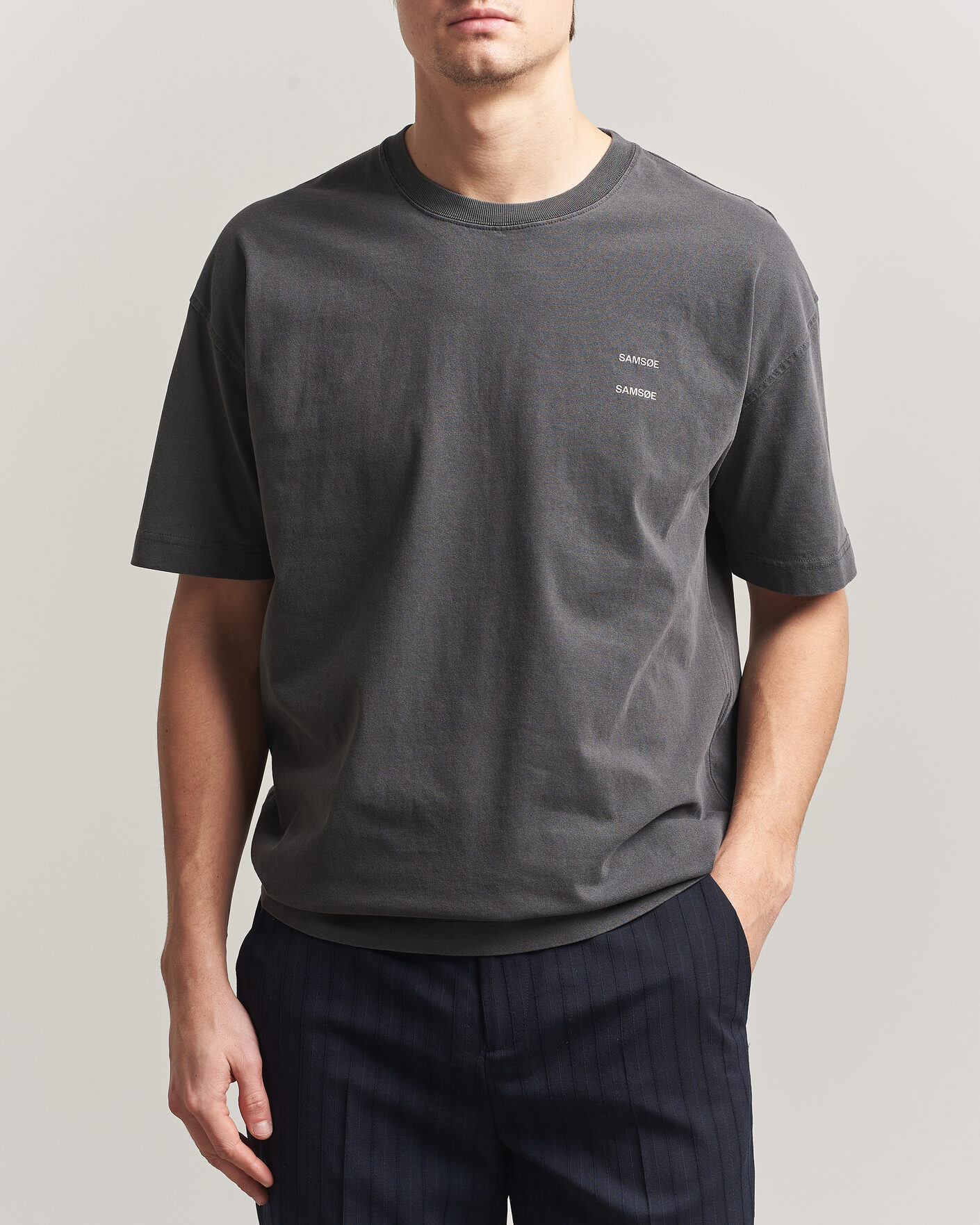 Uomini | T-shirt | Samsøe Samsøe | Joel Washed Organic Cotton T-Shirt Black