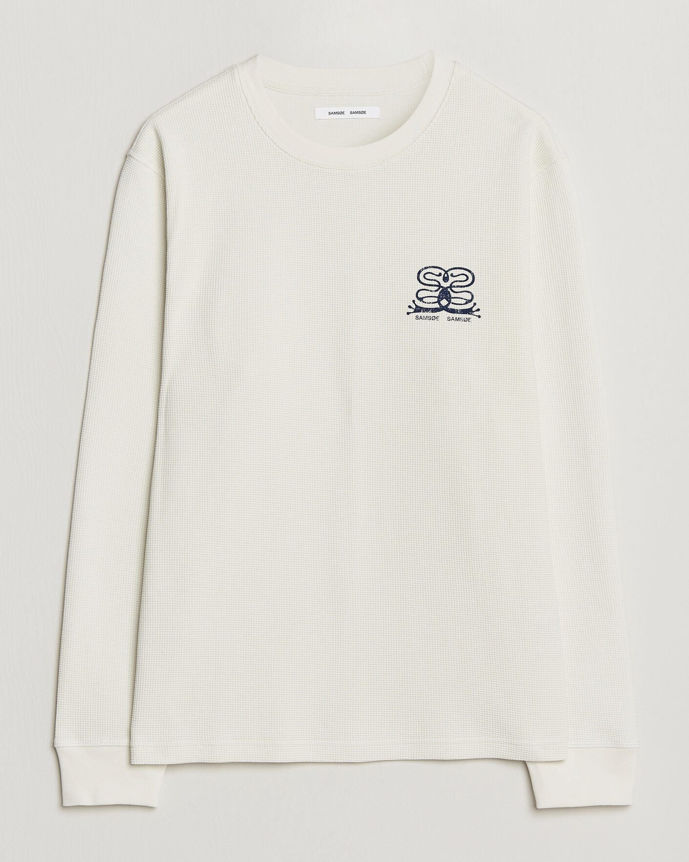 Uomini | T-shirt | Samsøe Samsøe | Fellow Waffle Printed Long Sleeve T-Shirt Clear Cream