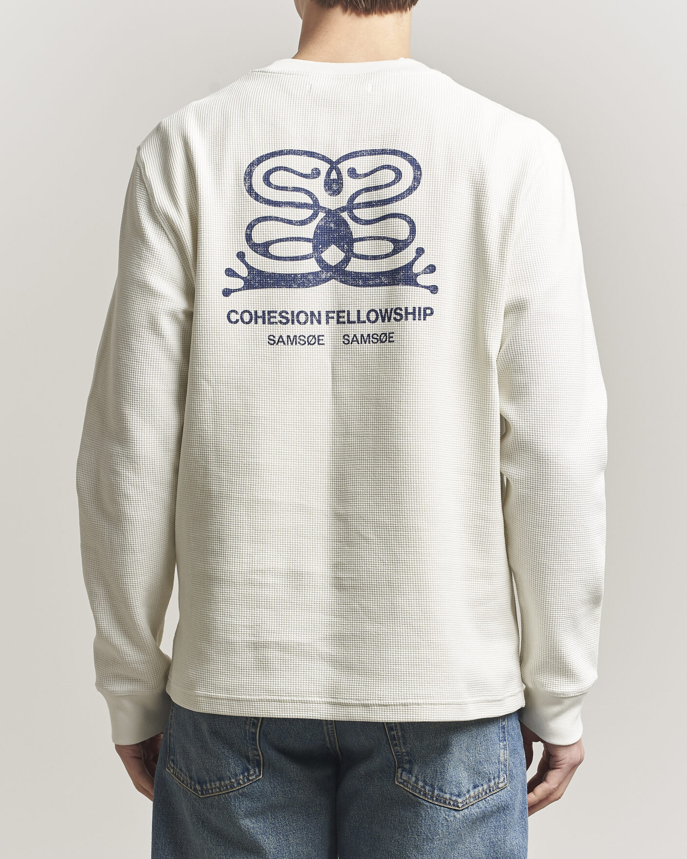 Uomini | T-shirt | Samsøe Samsøe | Fellow Waffle Printed Long Sleeve T-Shirt Clear Cream