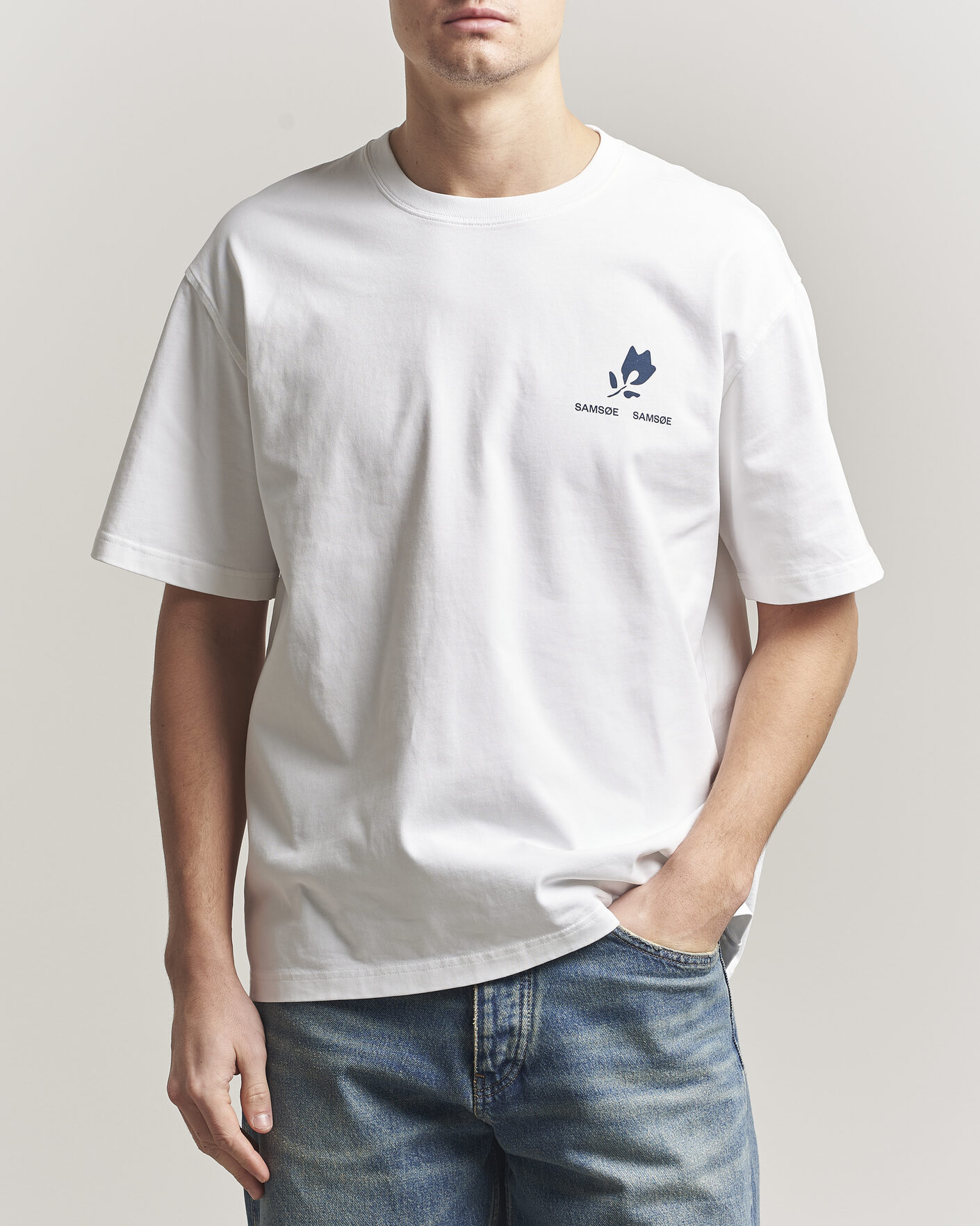 Uomini | T-shirt | Samsøe Samsøe | Cohen Printed Crew Neck T-Shirt White