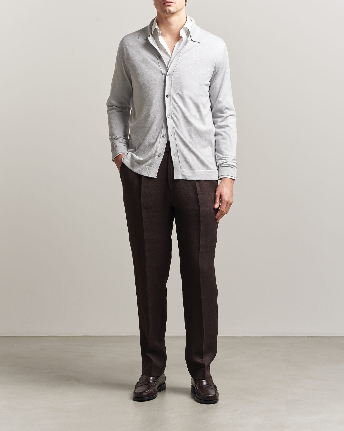 Uomini | Maglieria | Stenströms | Silk/Cashmere Cardigan Light Grey