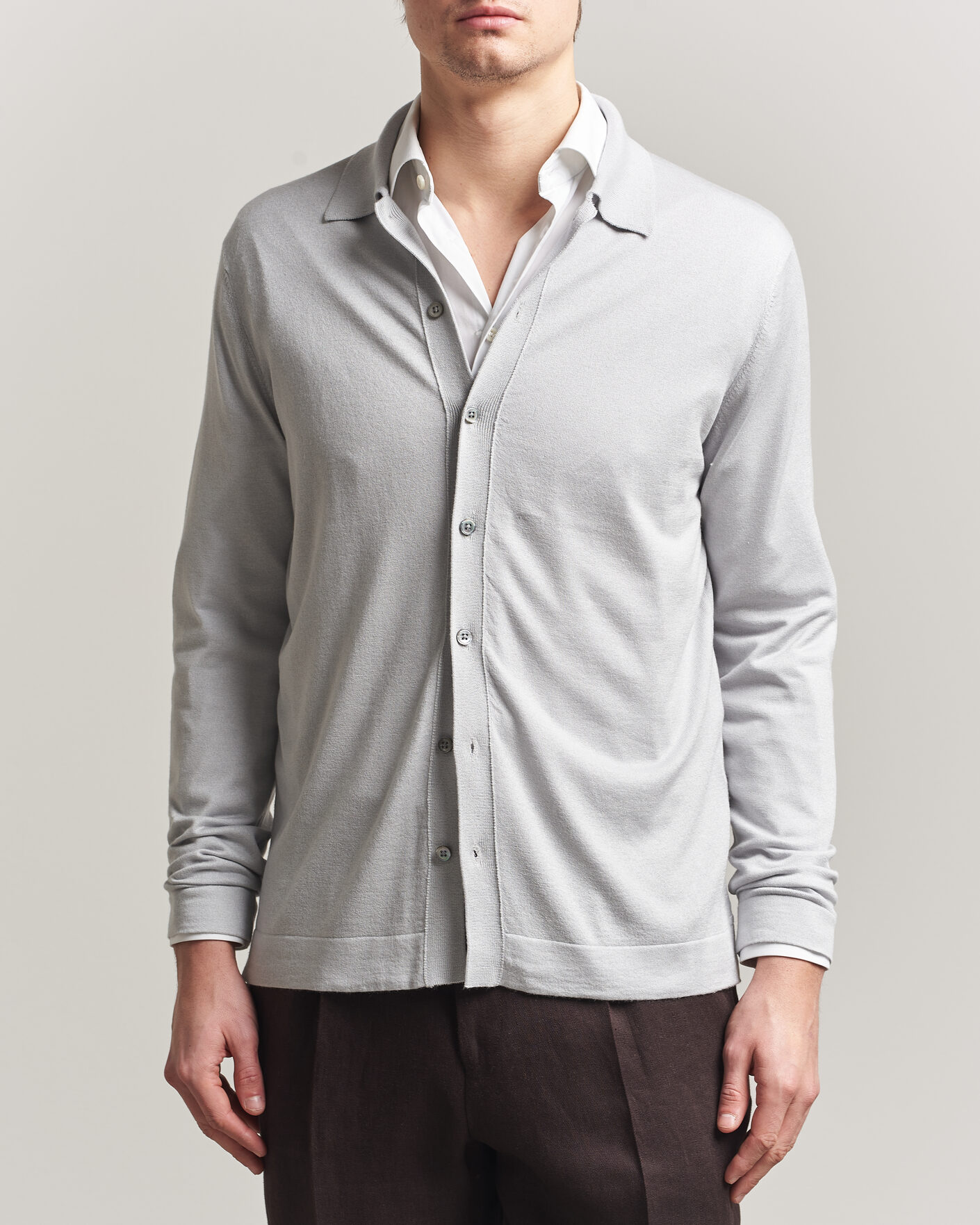 Uomini | Maglieria | Stenströms | Silk/Cashmere Cardigan Light Grey