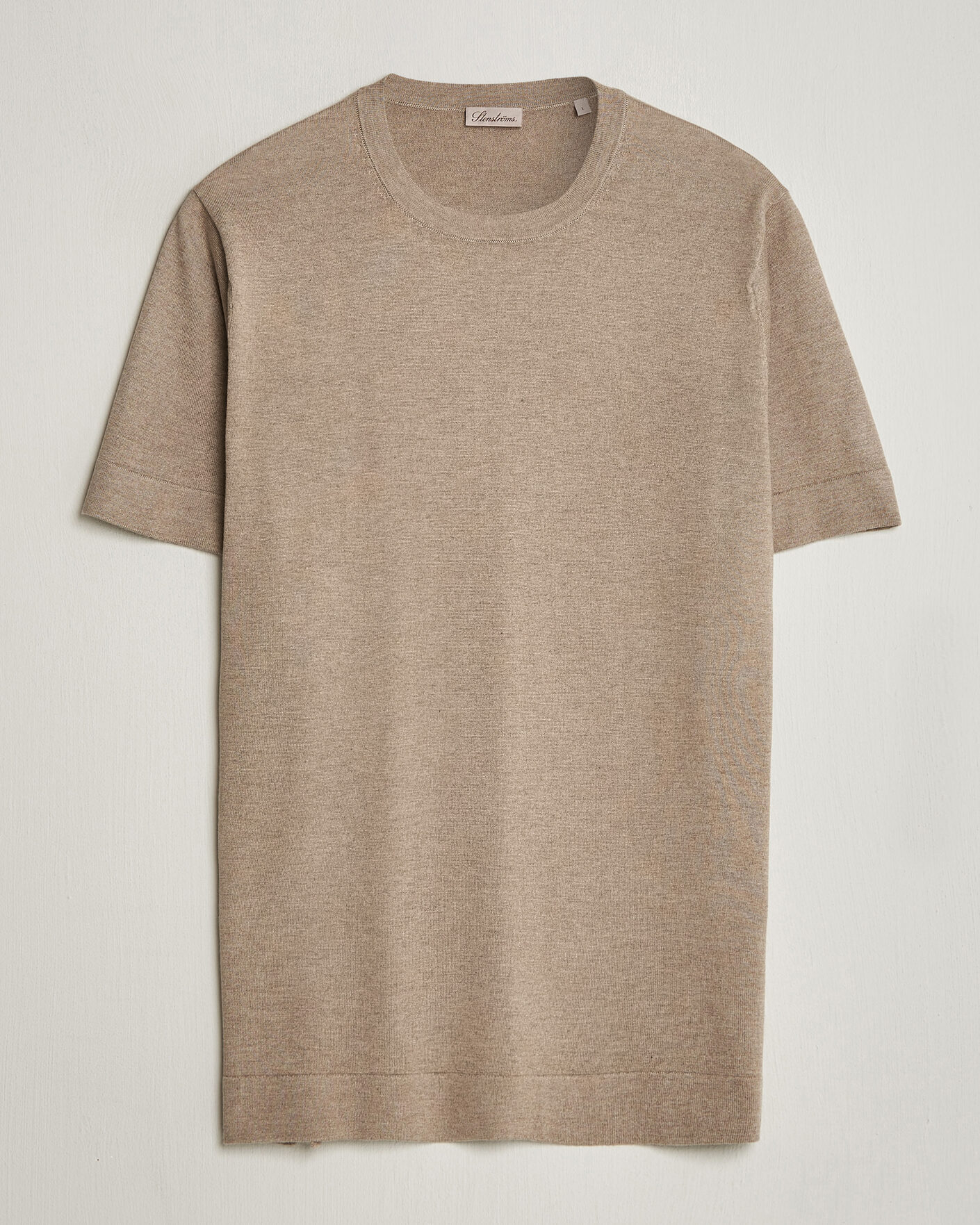 Uomini | T-shirt | Stenströms | Silk/Cashmere T-Shirt Taupe