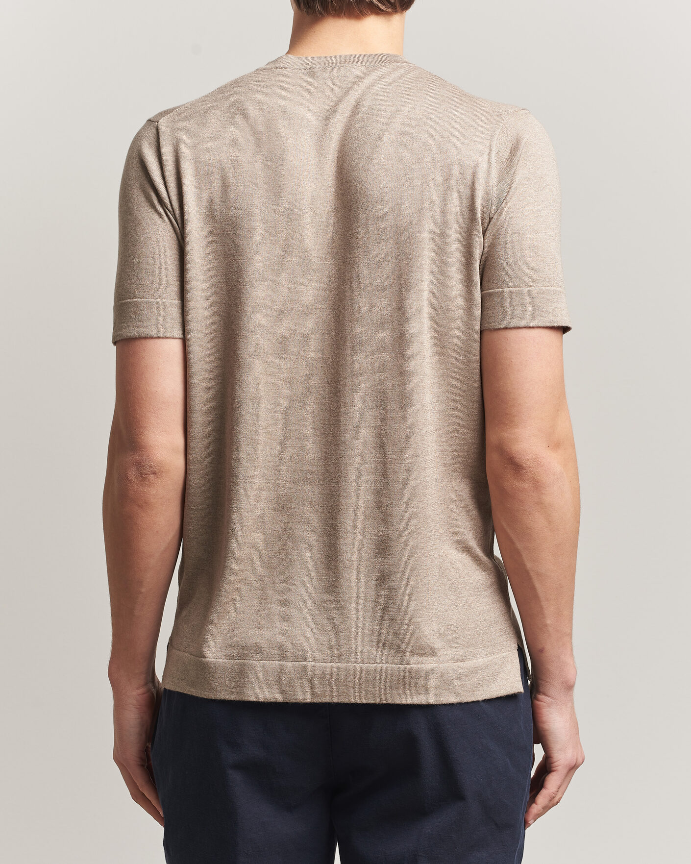 Uomini | T-shirt | Stenströms | Silk/Cashmere T-Shirt Taupe
