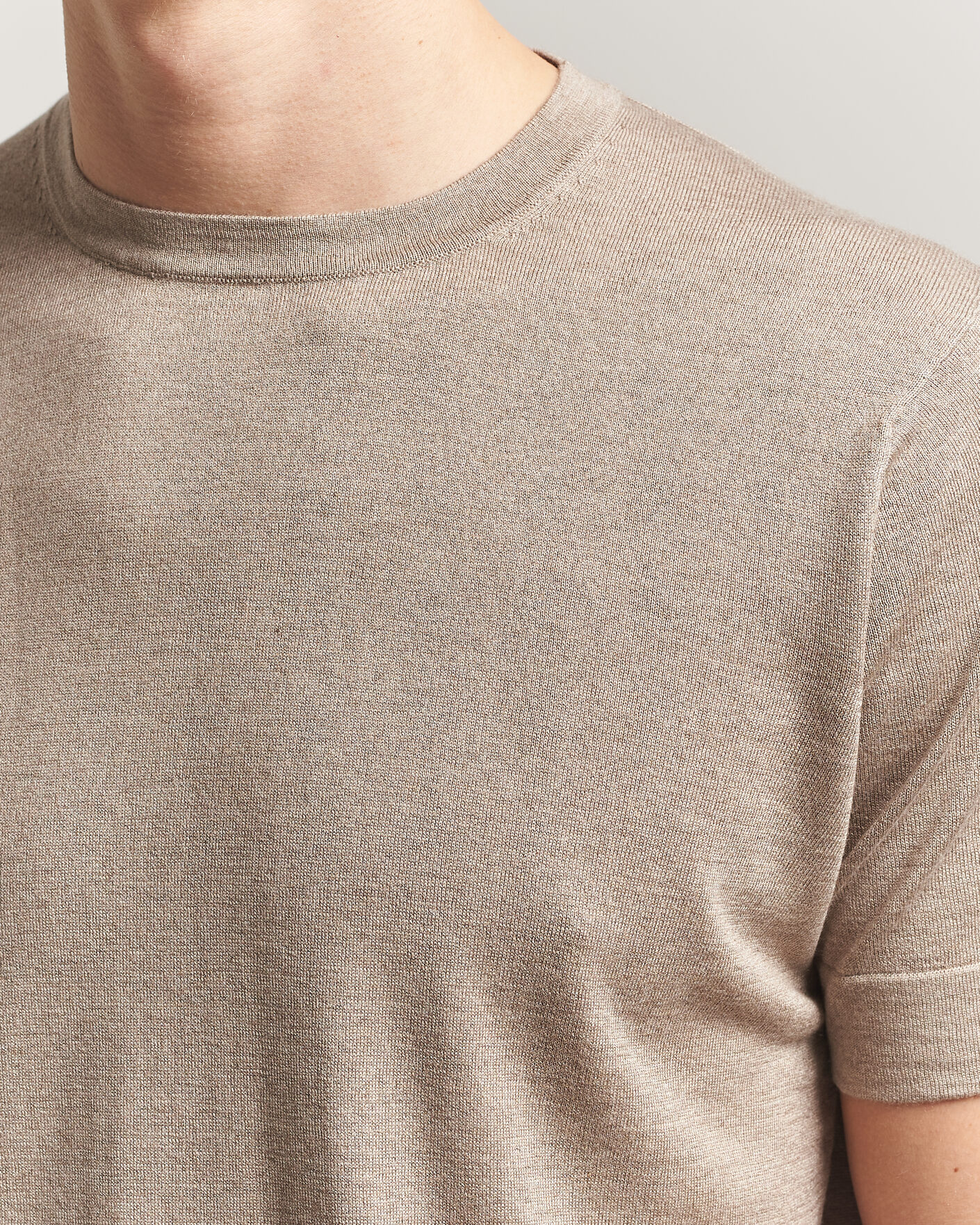 Uomini | T-shirt | Stenströms | Silk/Cashmere T-Shirt Taupe