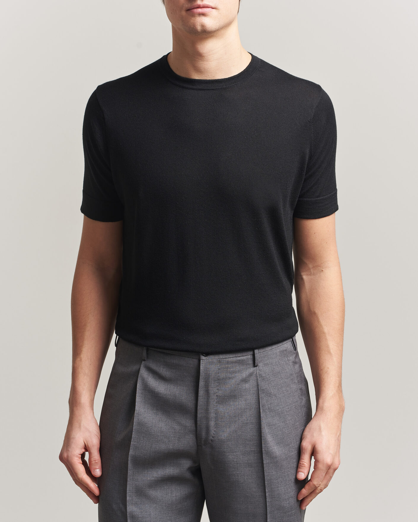 Uomini | T-shirt | Stenströms | Silk/Cashmere T-Shirt Black
