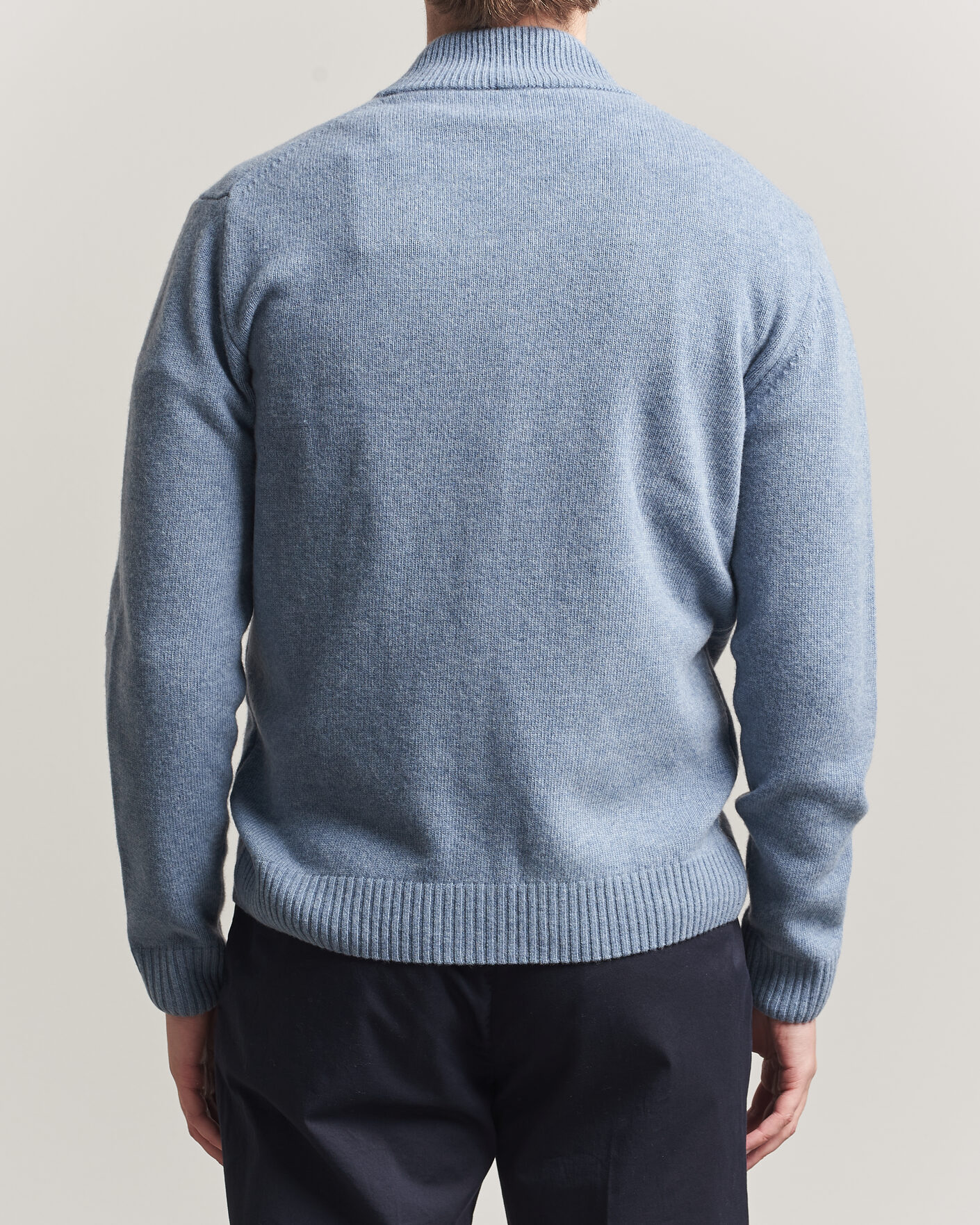 Uomini | Maglieria | Stenströms | Brushed Merino Full Zip Light Blue