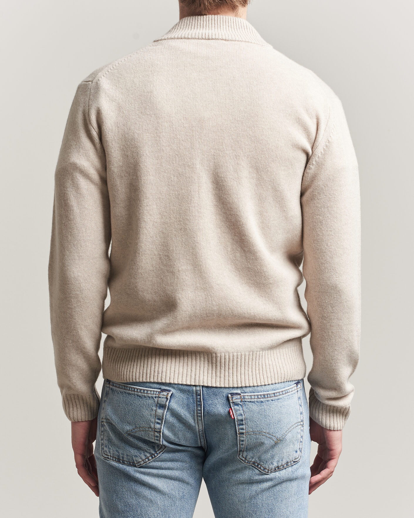 Uomini | Maglieria | Stenströms | Brushed Merino Full Zip Beige