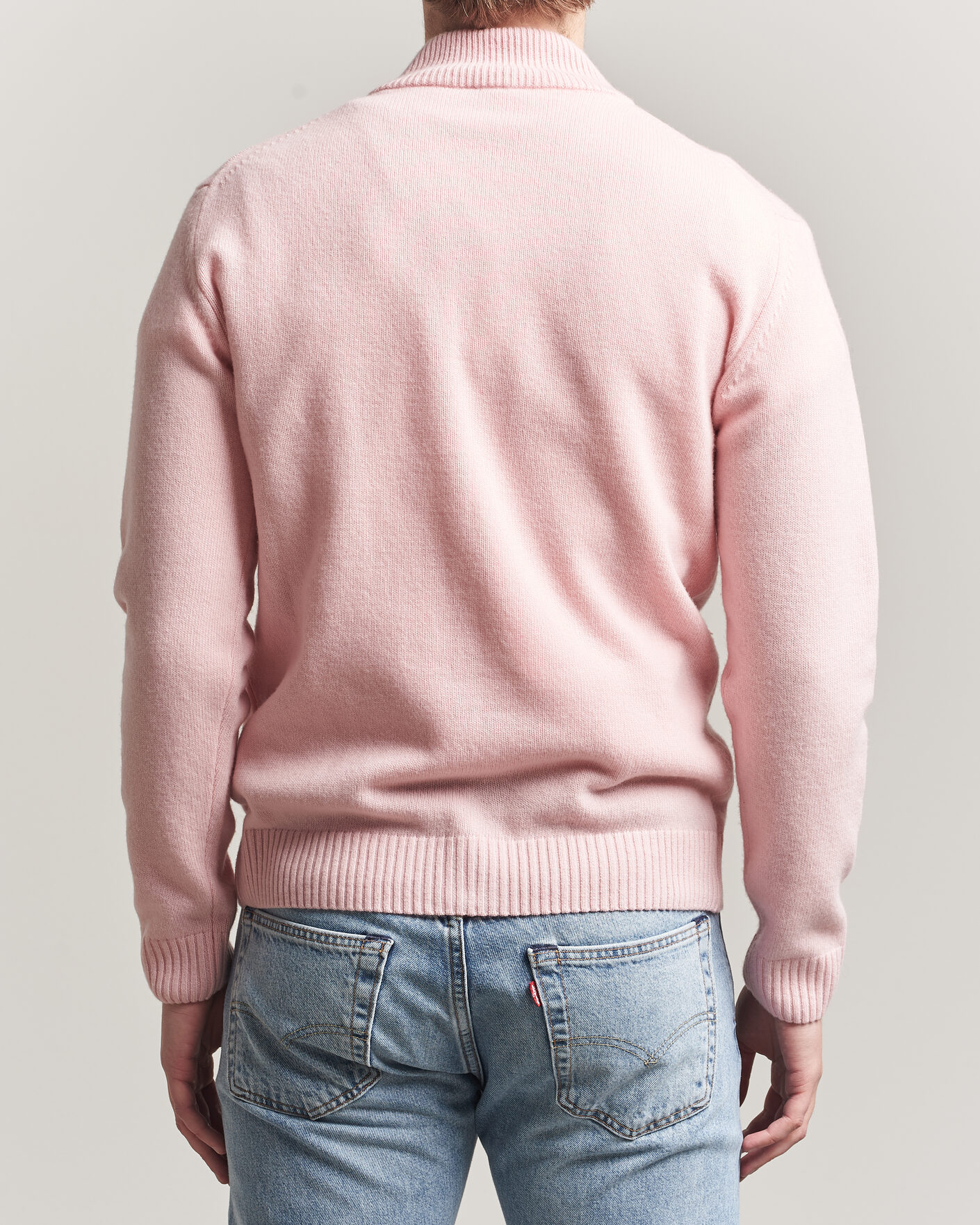 Uomini | Maglieria | Stenströms | Brushed Merino Full Zip Pink