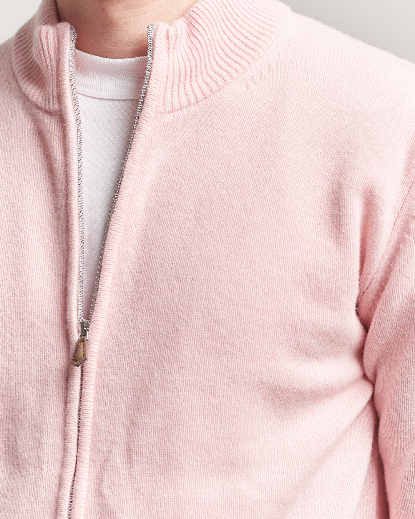 Uomini | Maglieria | Stenströms | Brushed Merino Full Zip Pink