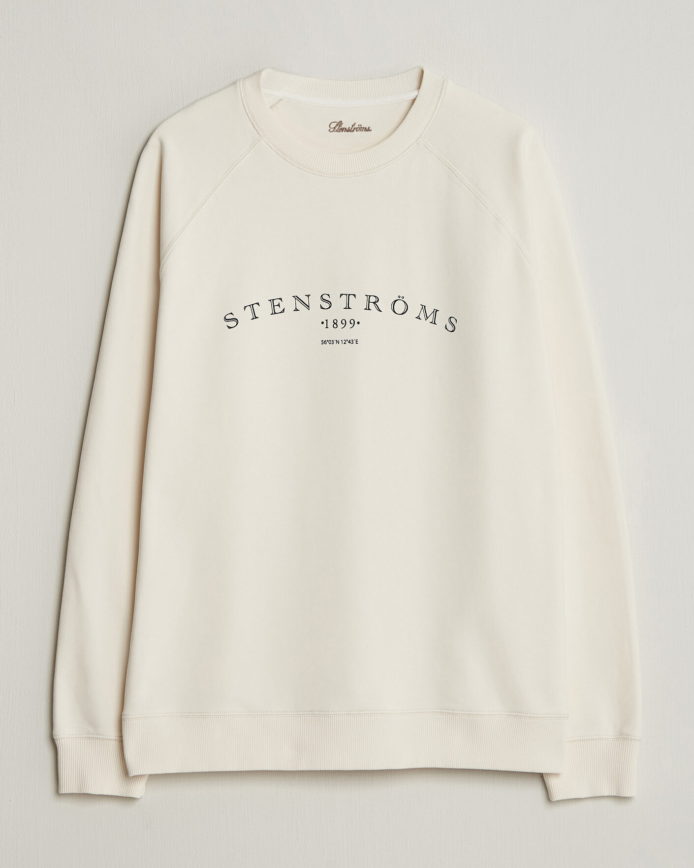 Uomini | Maglieria | Stenströms | Raglan Crew Logo Sweater White
