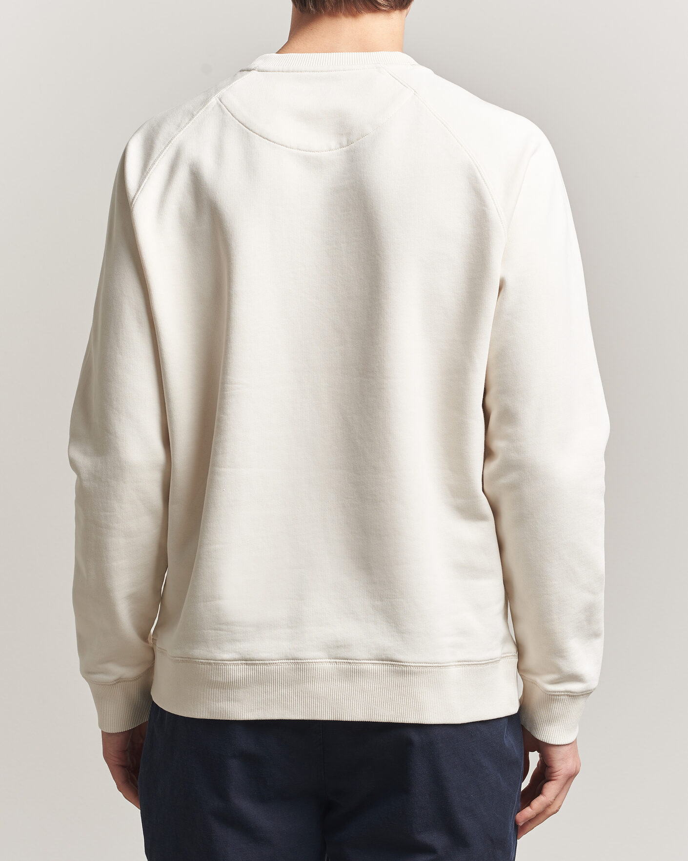 Uomini | Maglieria | Stenströms | Raglan Crew Logo Sweater White