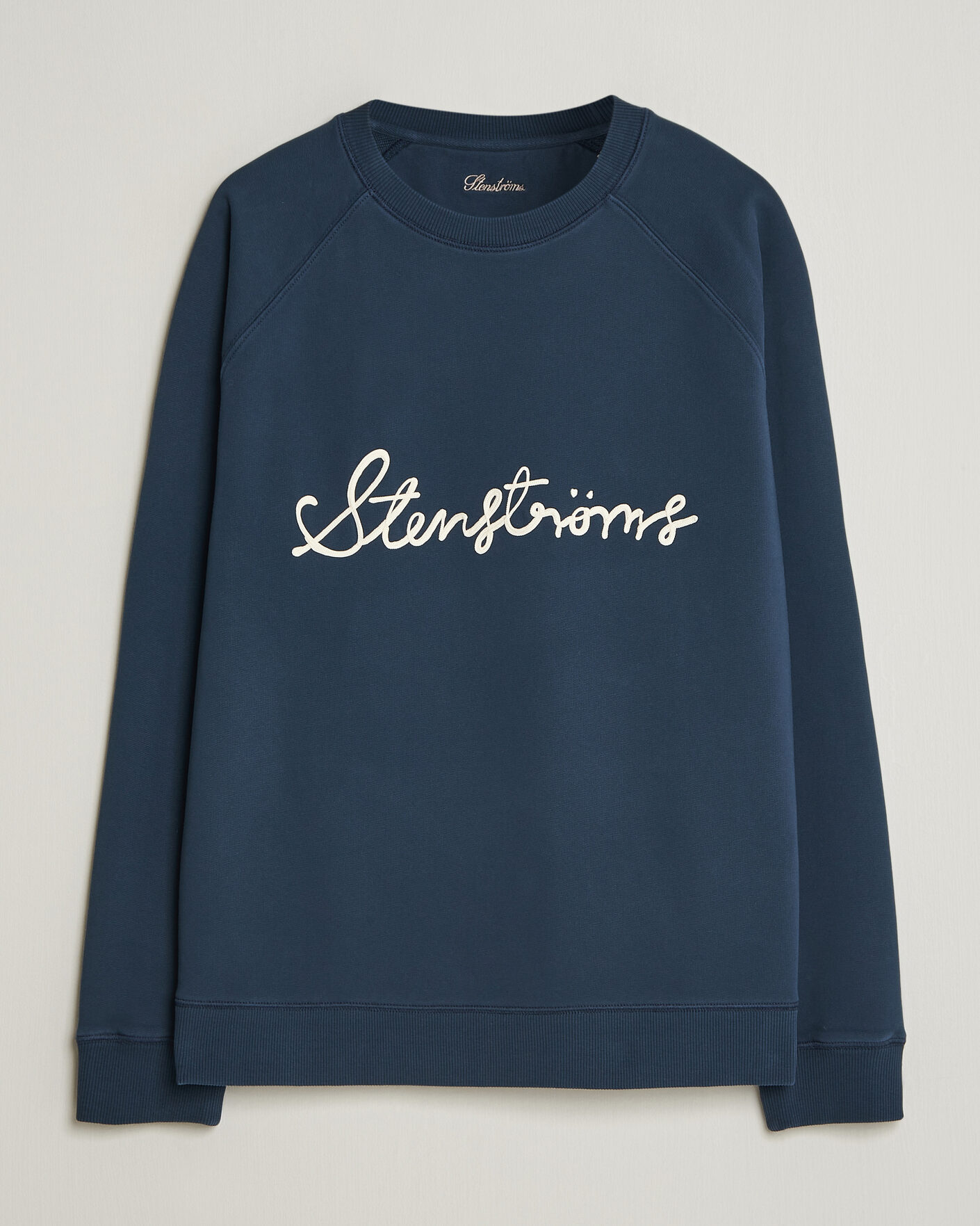 Uomini | Maglieria | Stenströms | Raglan Crew Logo Sweater Navy