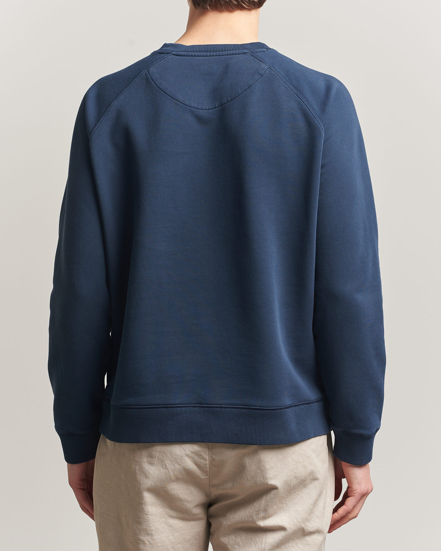 Uomini | Maglieria | Stenströms | Raglan Crew Logo Sweater Navy