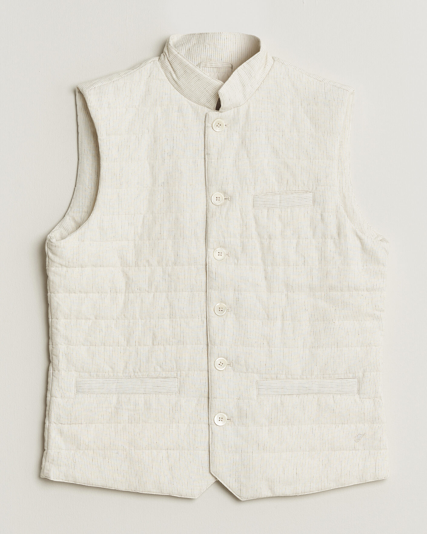 Uomini | Gilet | Stenströms | Mid Layer Pin Stripe Linen Vest Off White
