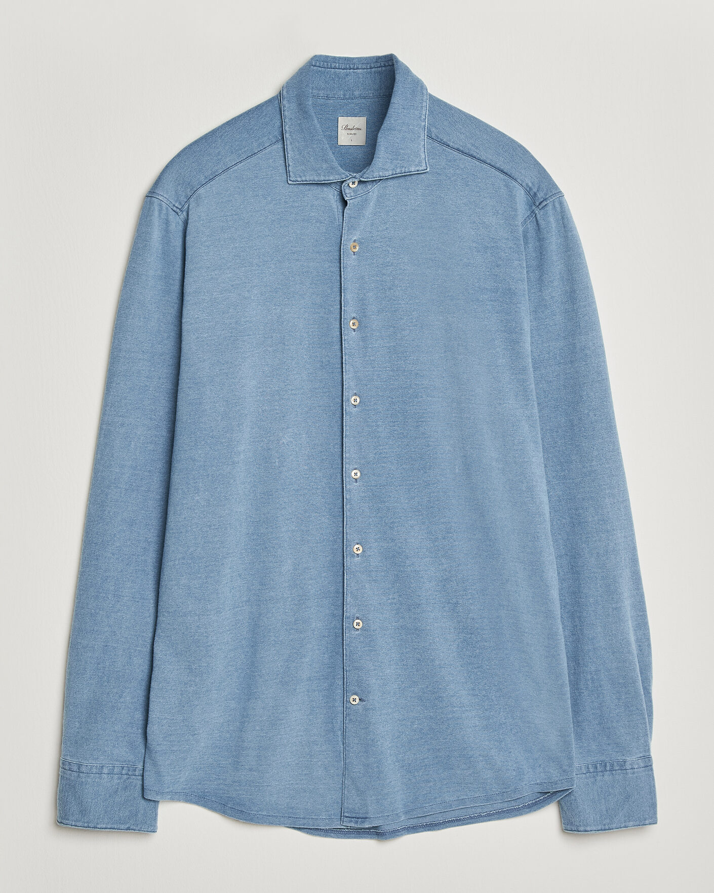 Uomini | Camicie | Stenströms | Jersey Denim Shirt Blue