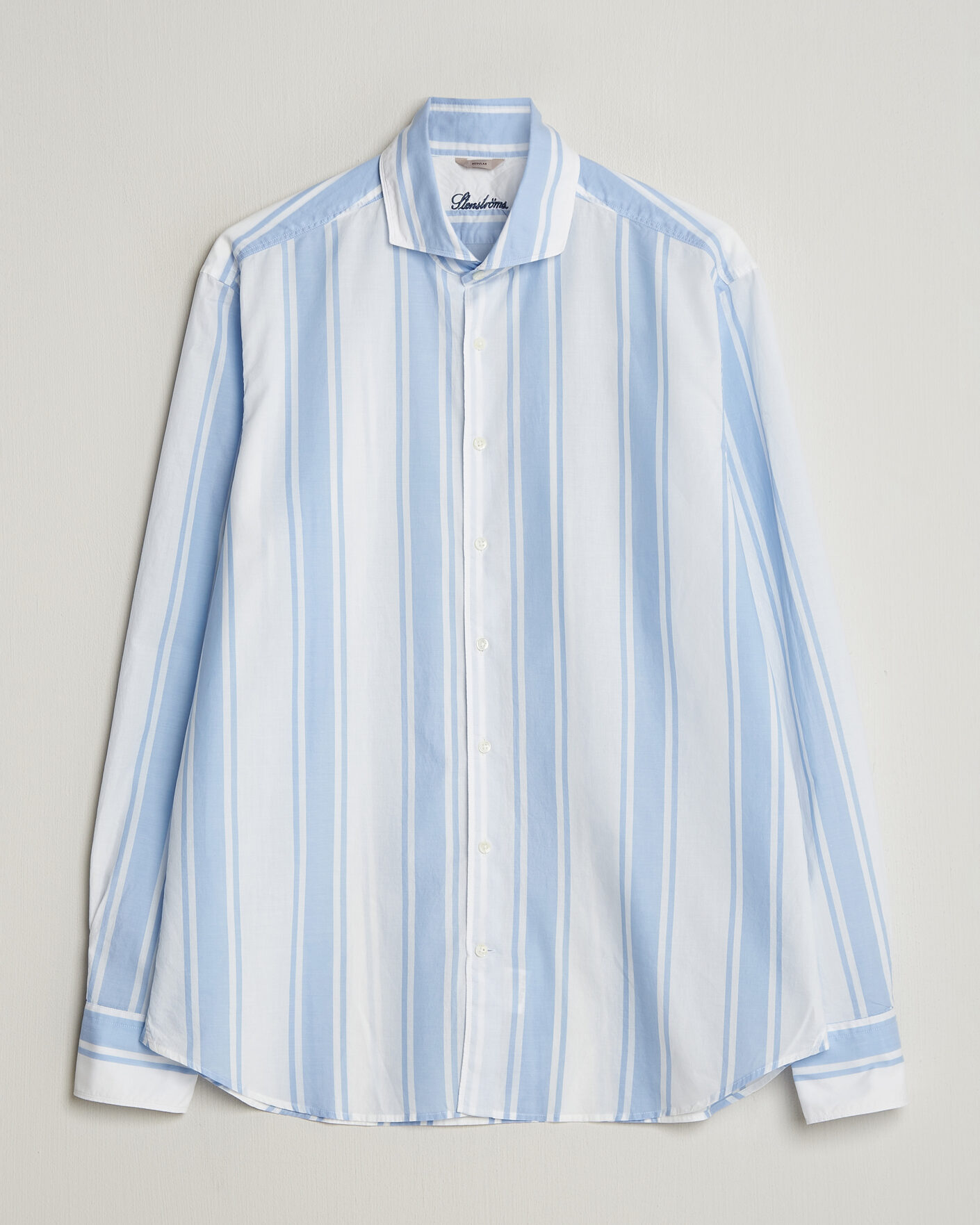 Uomini | Camicie | Stenströms | Regular Fit Thin Poplin Stripe Shirt Blue