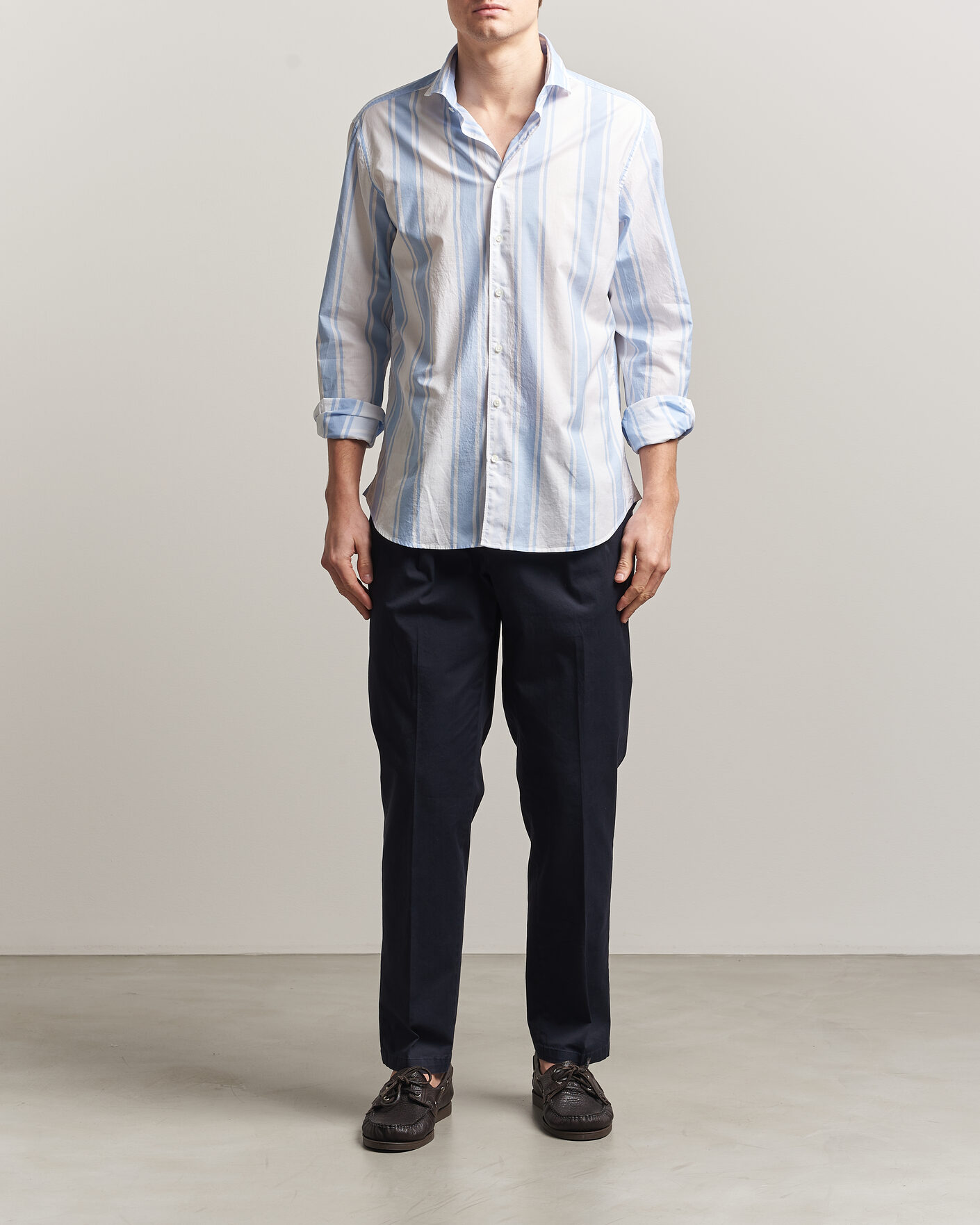 Uomini | Camicie | Stenströms | Regular Fit Thin Poplin Stripe Shirt Blue