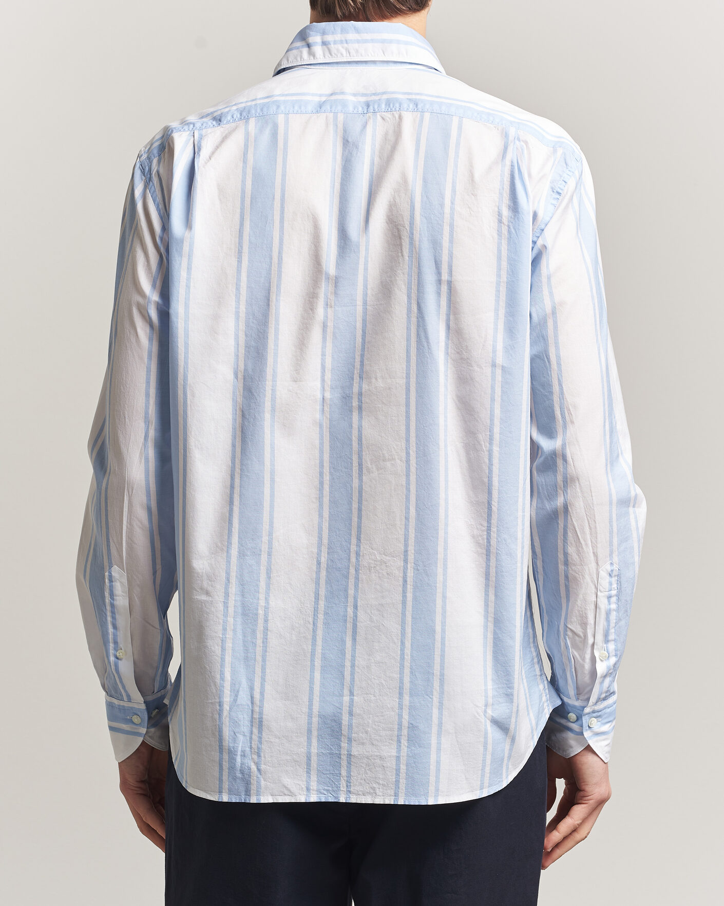 Uomini | Camicie | Stenströms | Regular Fit Thin Poplin Stripe Shirt Blue