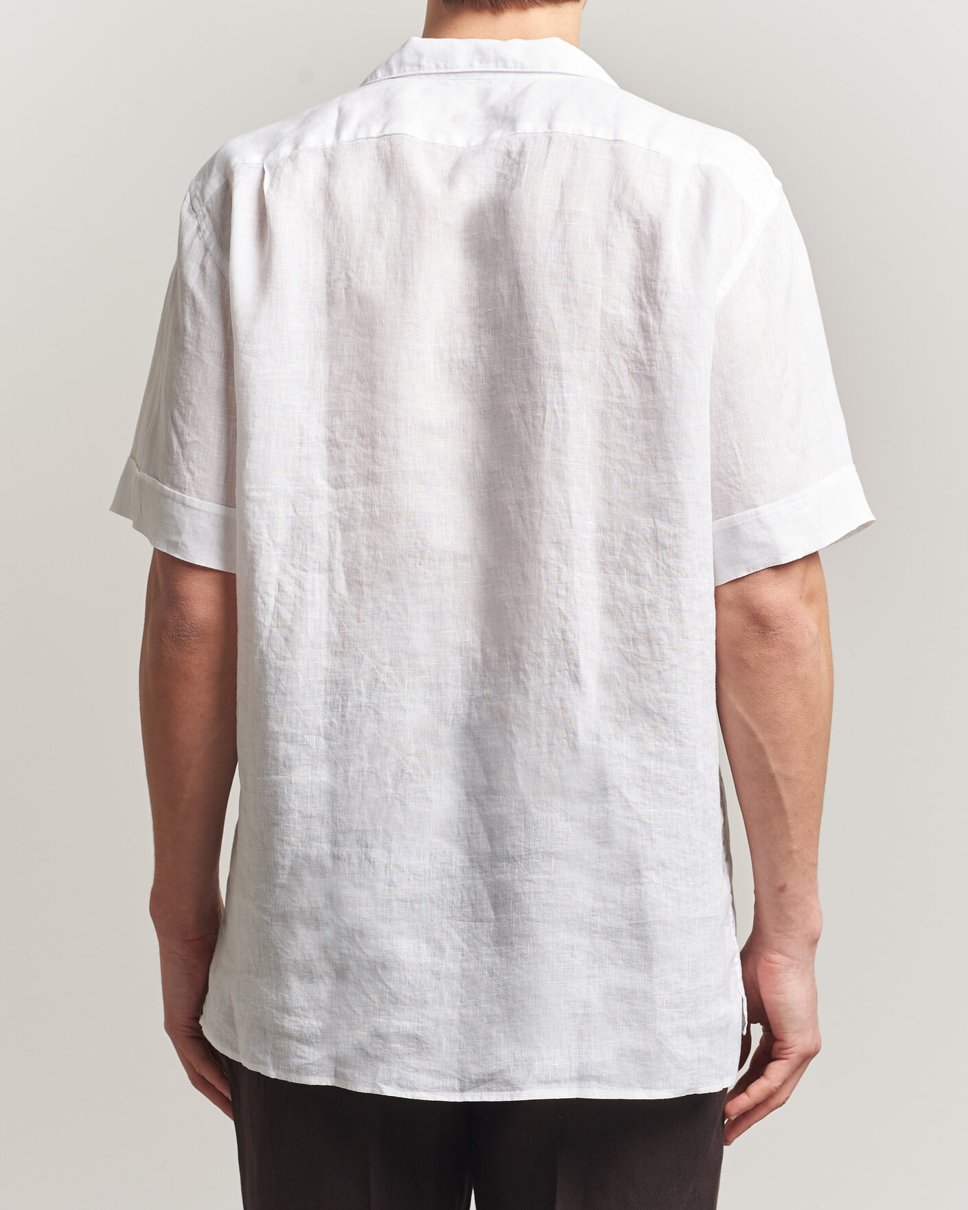 Uomini | Camicie | Stenströms | Short Sleeve Linen Shirt White