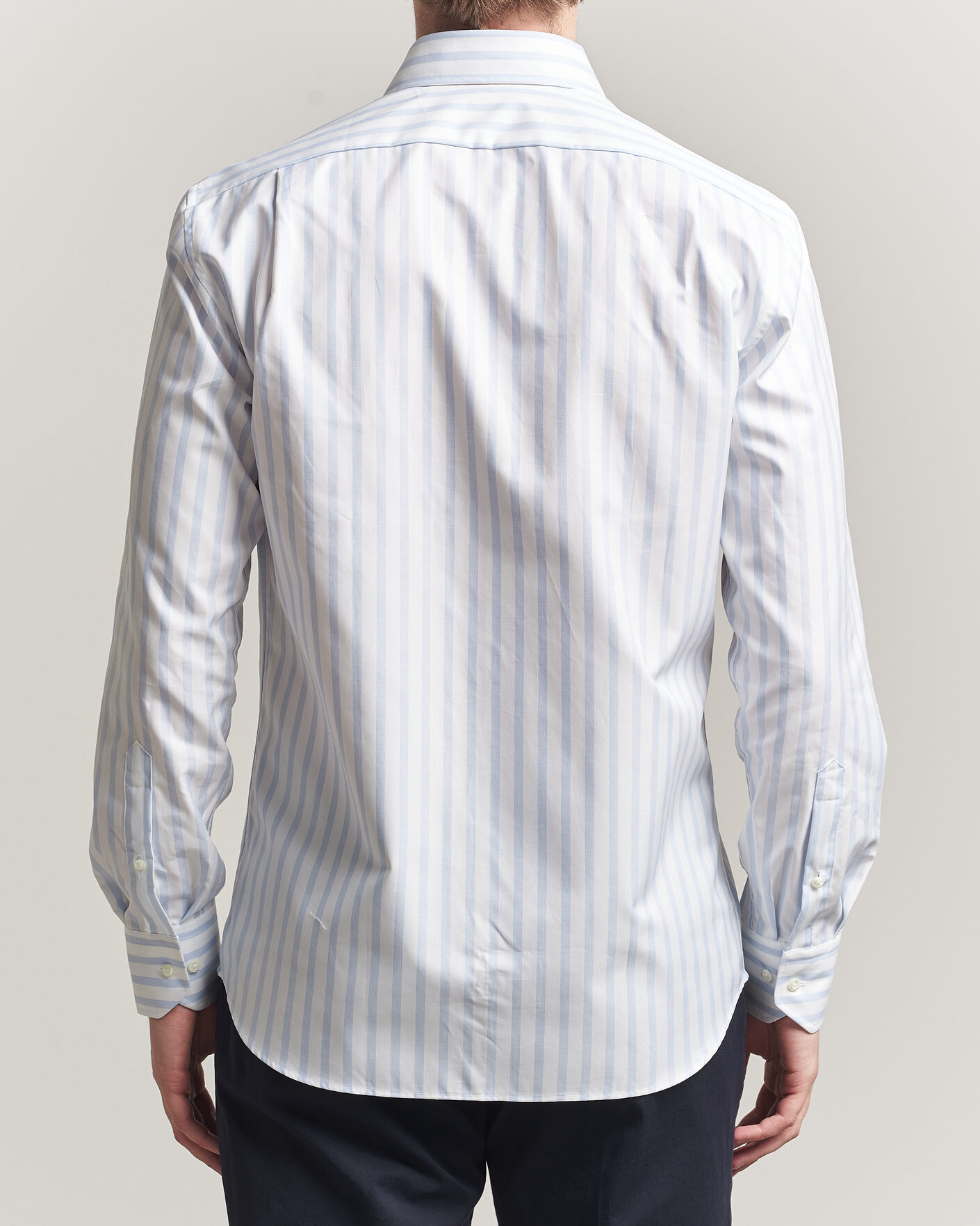 Uomini | Camicie | Stenströms | Regular Wide Stripe Twill Shirt Light Blue