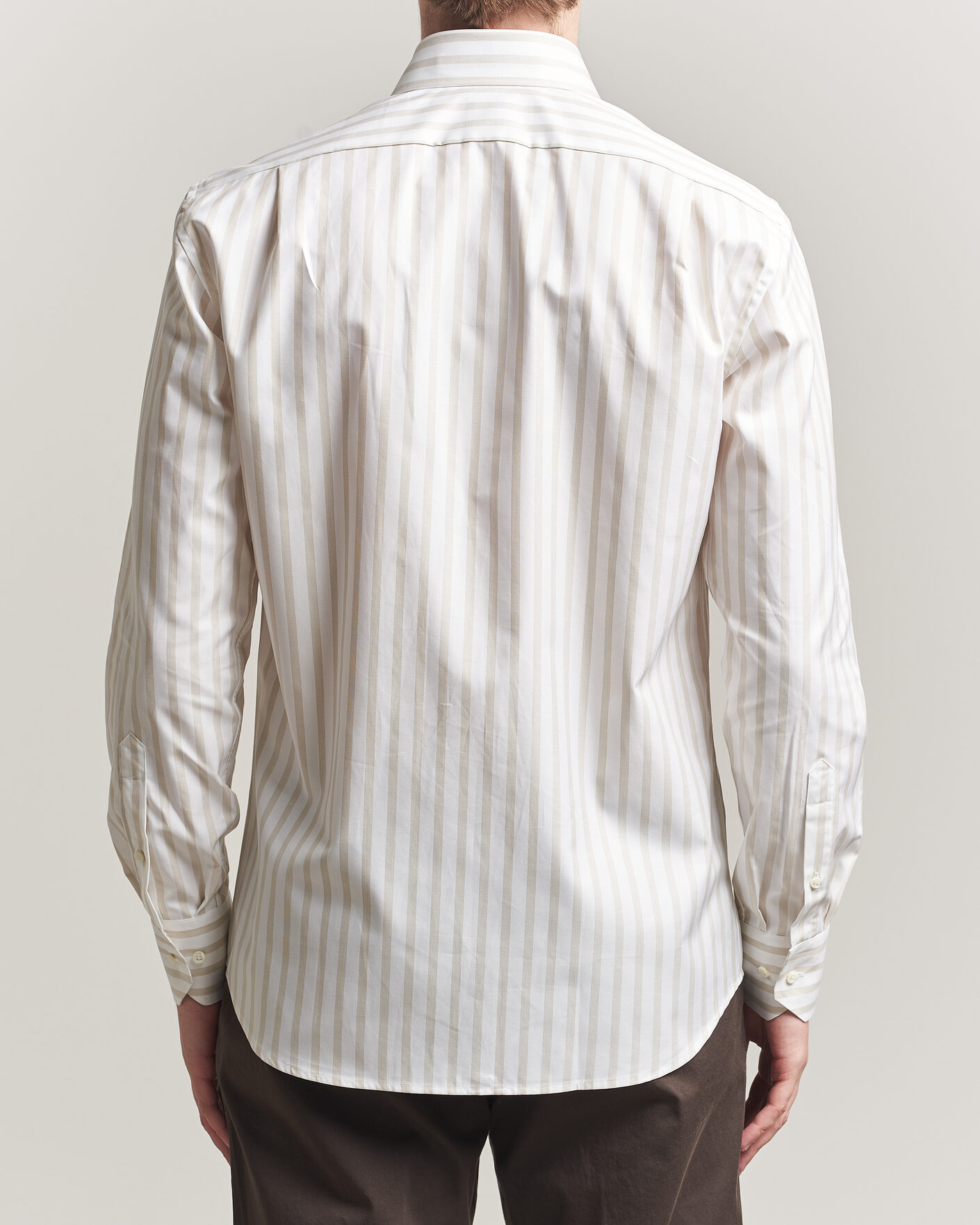 Uomini | Camicie | Stenströms | Regular Wide Stripe Twill Shirt Beige