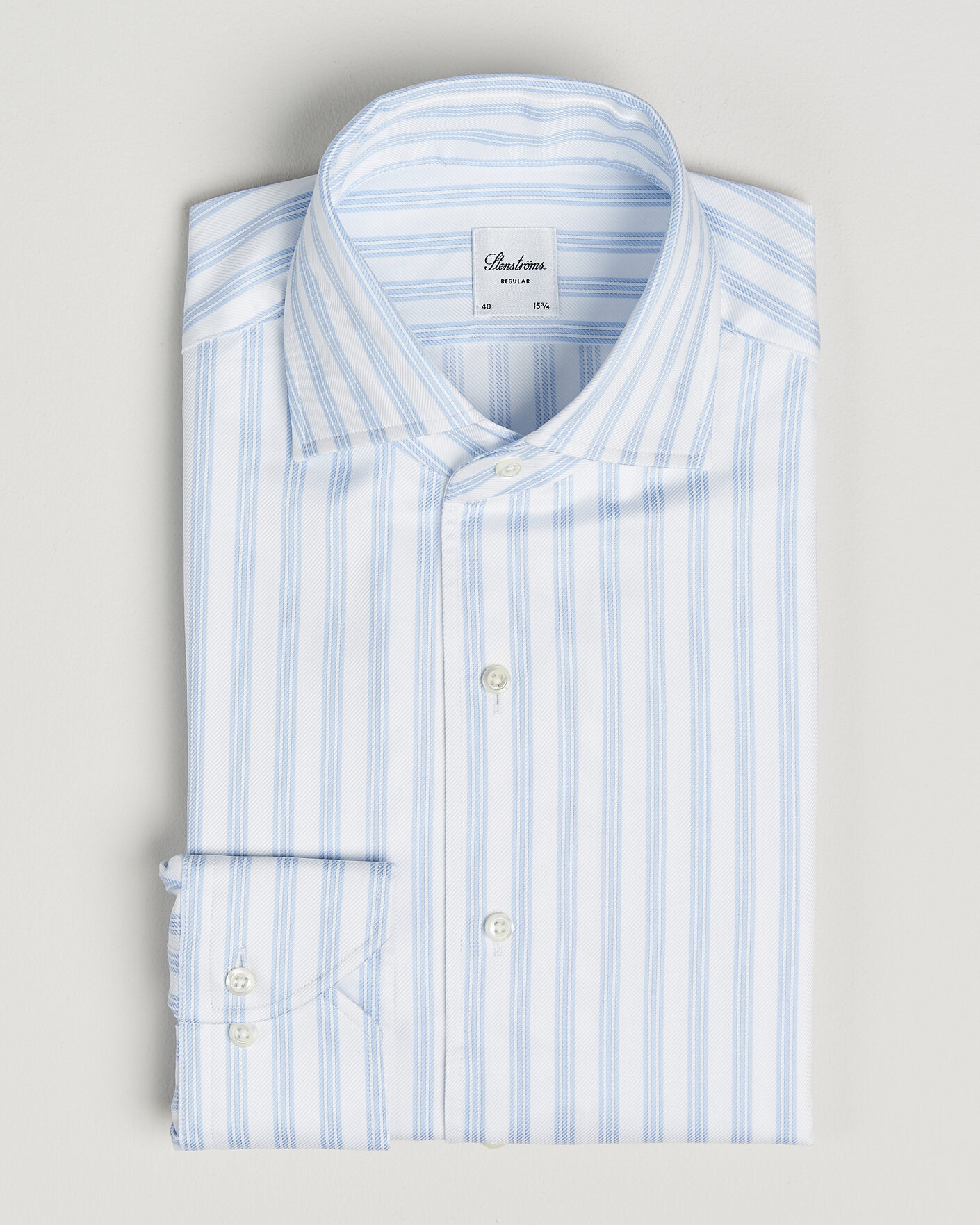 Uomini | Camicie | Stenströms | Regular Fit One Piece Collar Striped Shirt Blue