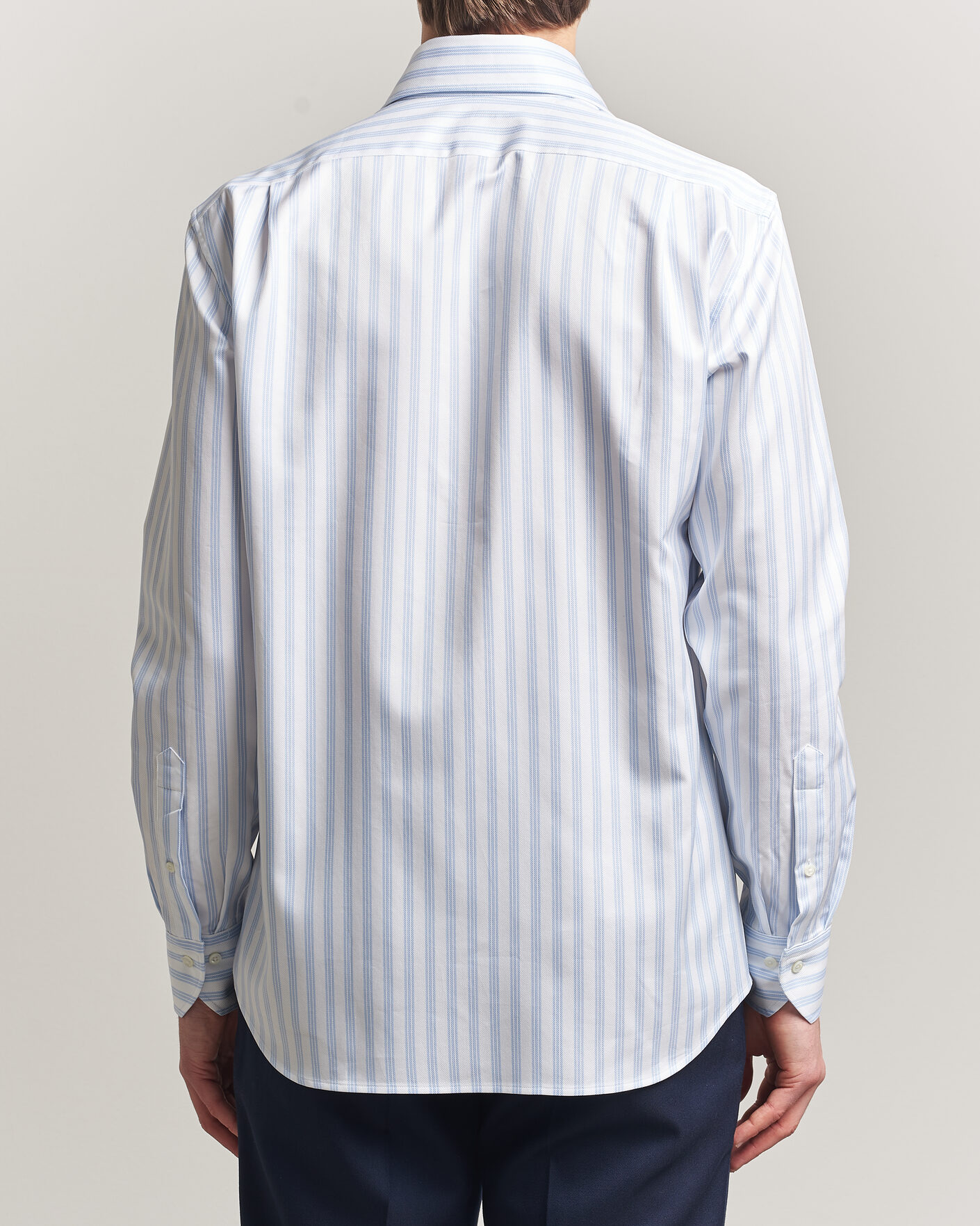 Uomini | Camicie | Stenströms | Regular Fit One Piece Collar Striped Shirt Blue