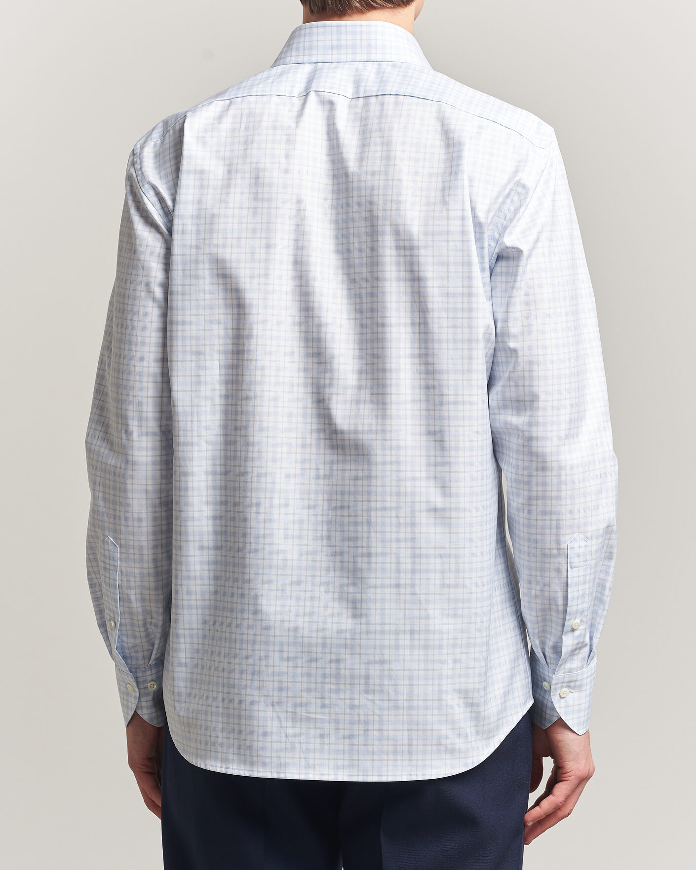 Uomini | Camicie | Stenströms | Regular Fit Checked Twill Shirt Light Blue