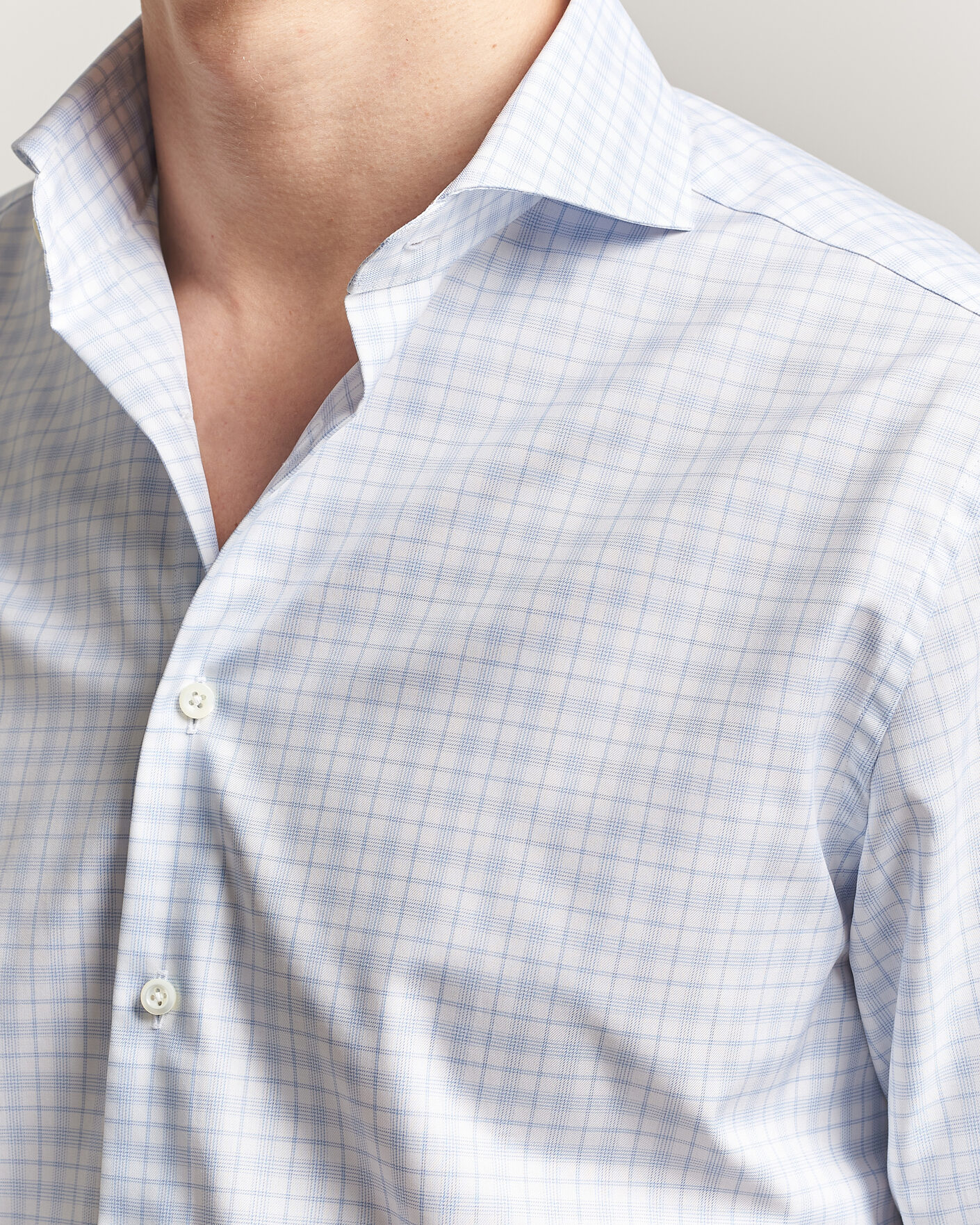 Uomini | Camicie | Stenströms | Regular Fit Checked Twill Shirt Light Blue