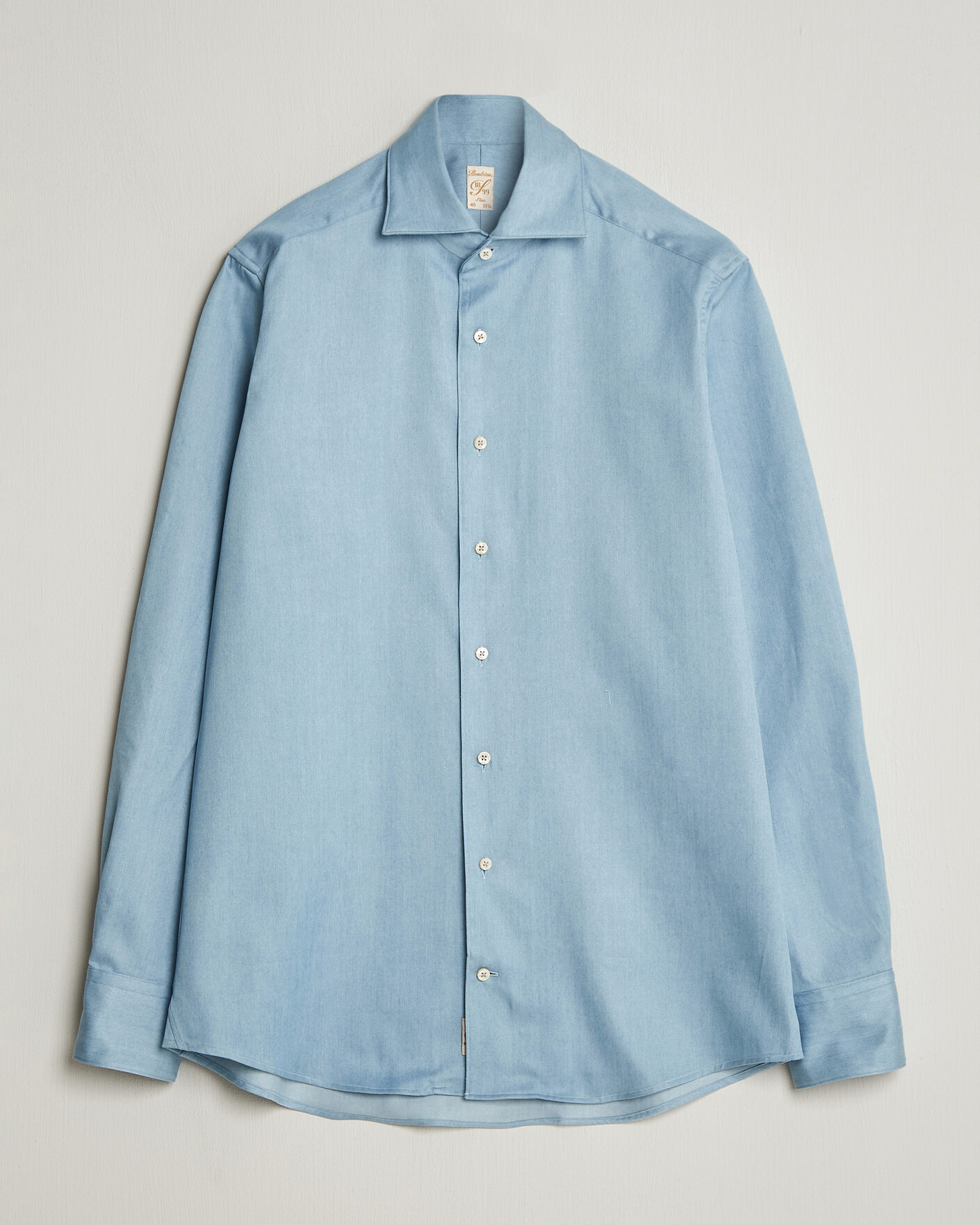 Uomini | Camicie | Stenströms | 1899 Slim One Piece Washed Denim Shirt Blue
