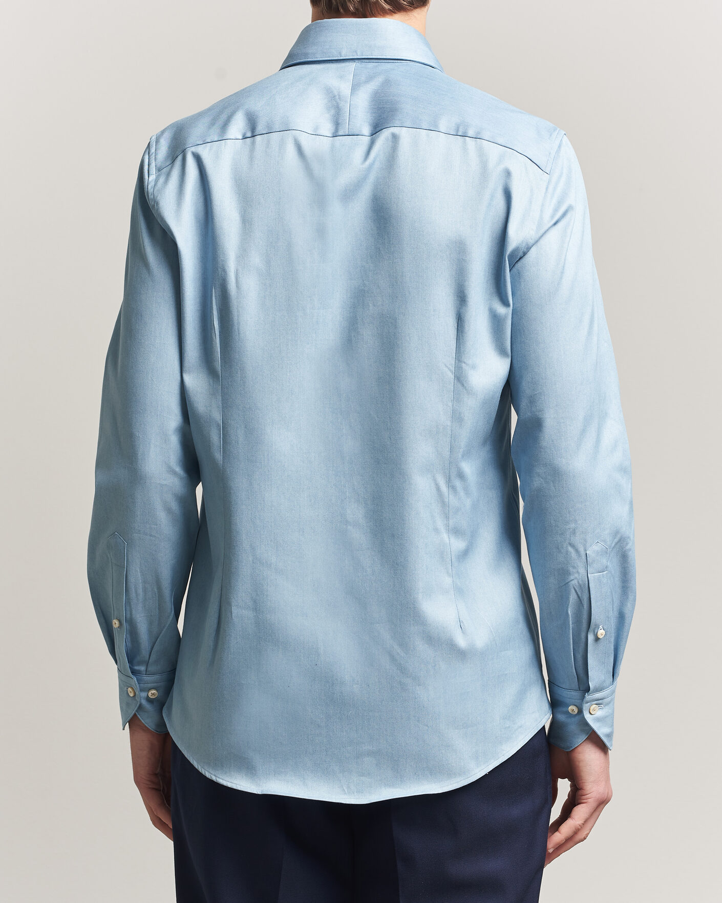 Uomini | Camicie | Stenströms | 1899 Slim One Piece Washed Denim Shirt Blue