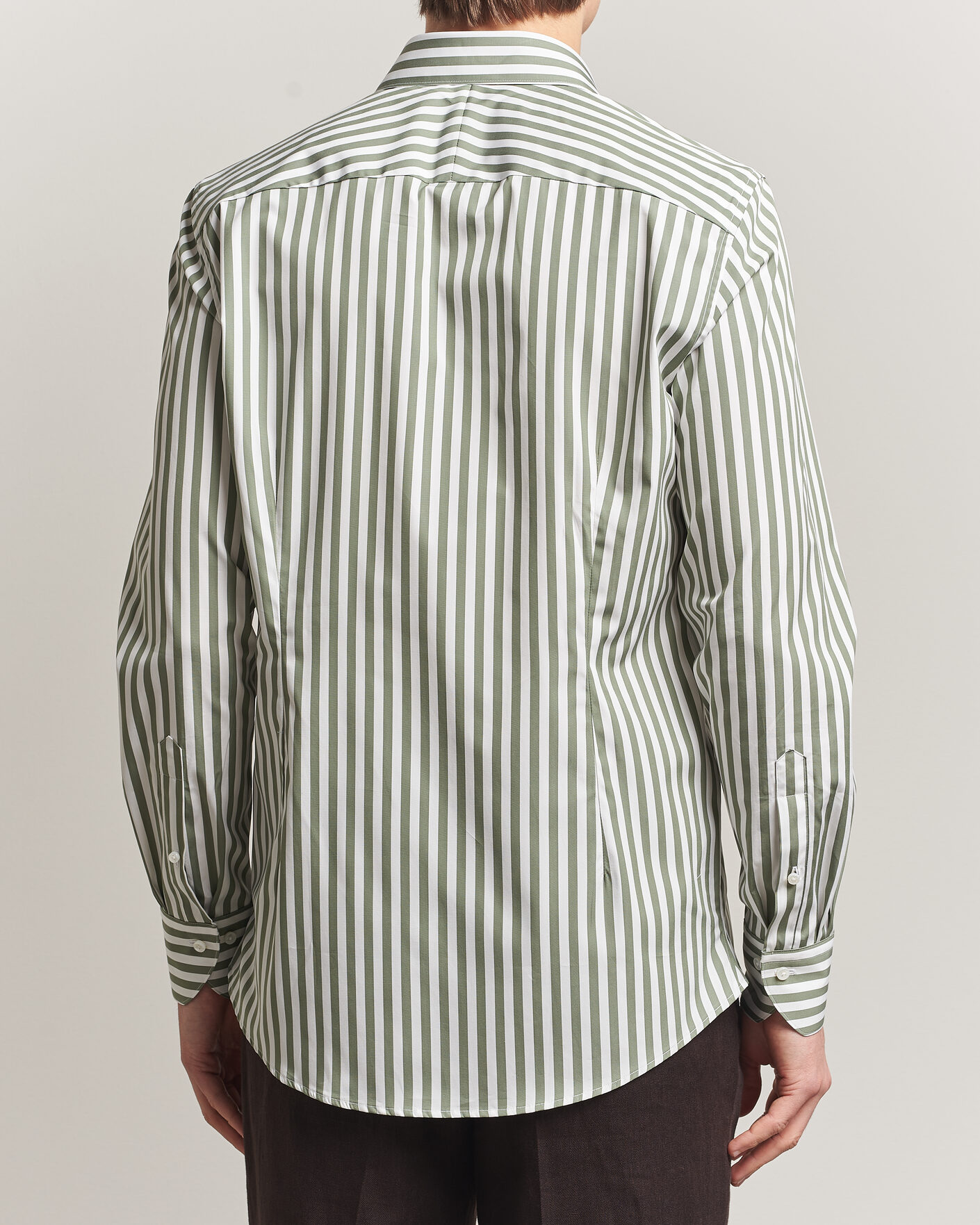 Uomini | Camicie | Stenströms | 1899 Cotton Twill Striped Shirt Green