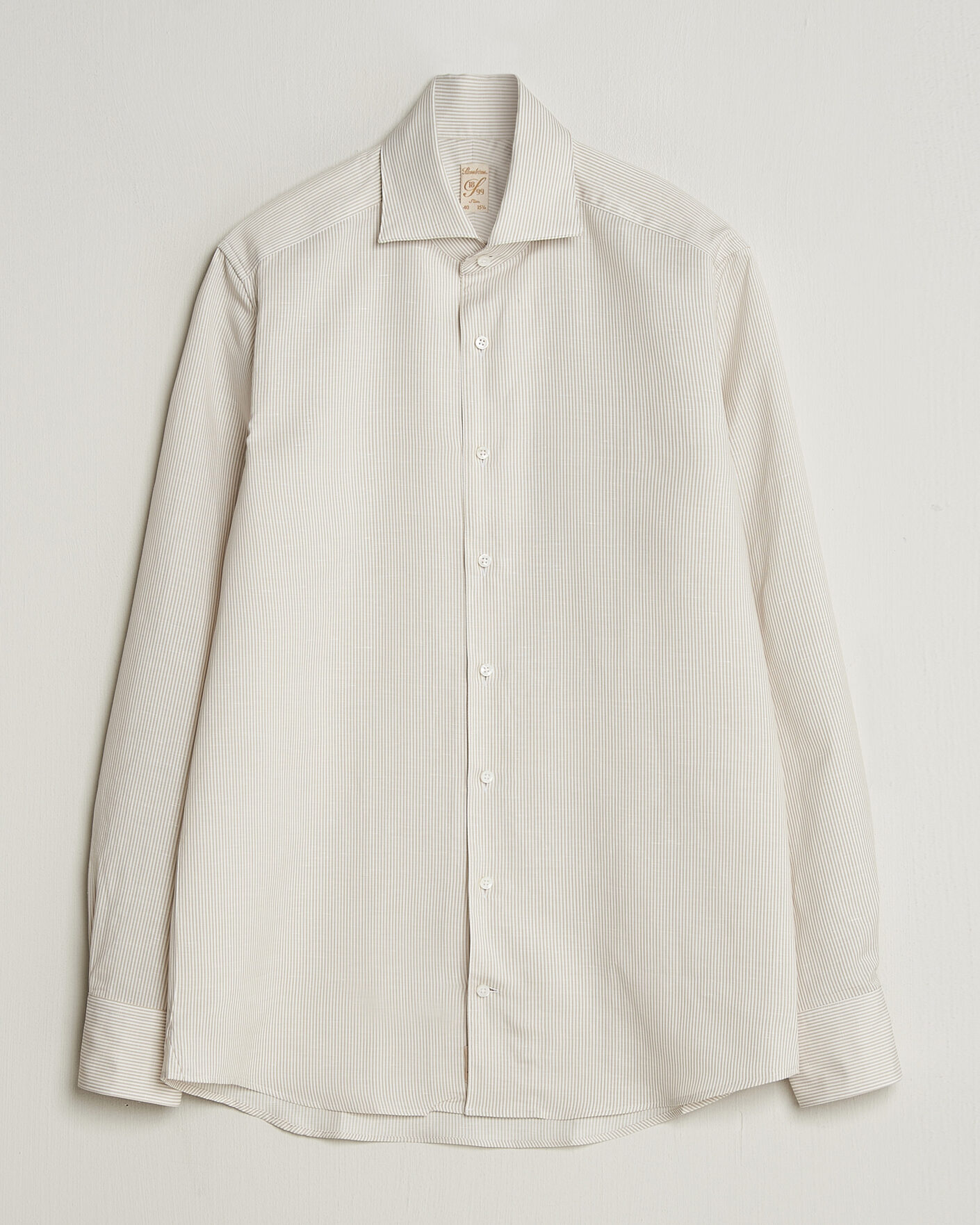 Uomini | Camicie | Stenströms | 1899 Cotton/Linen/Silk Striped Shirt Beige