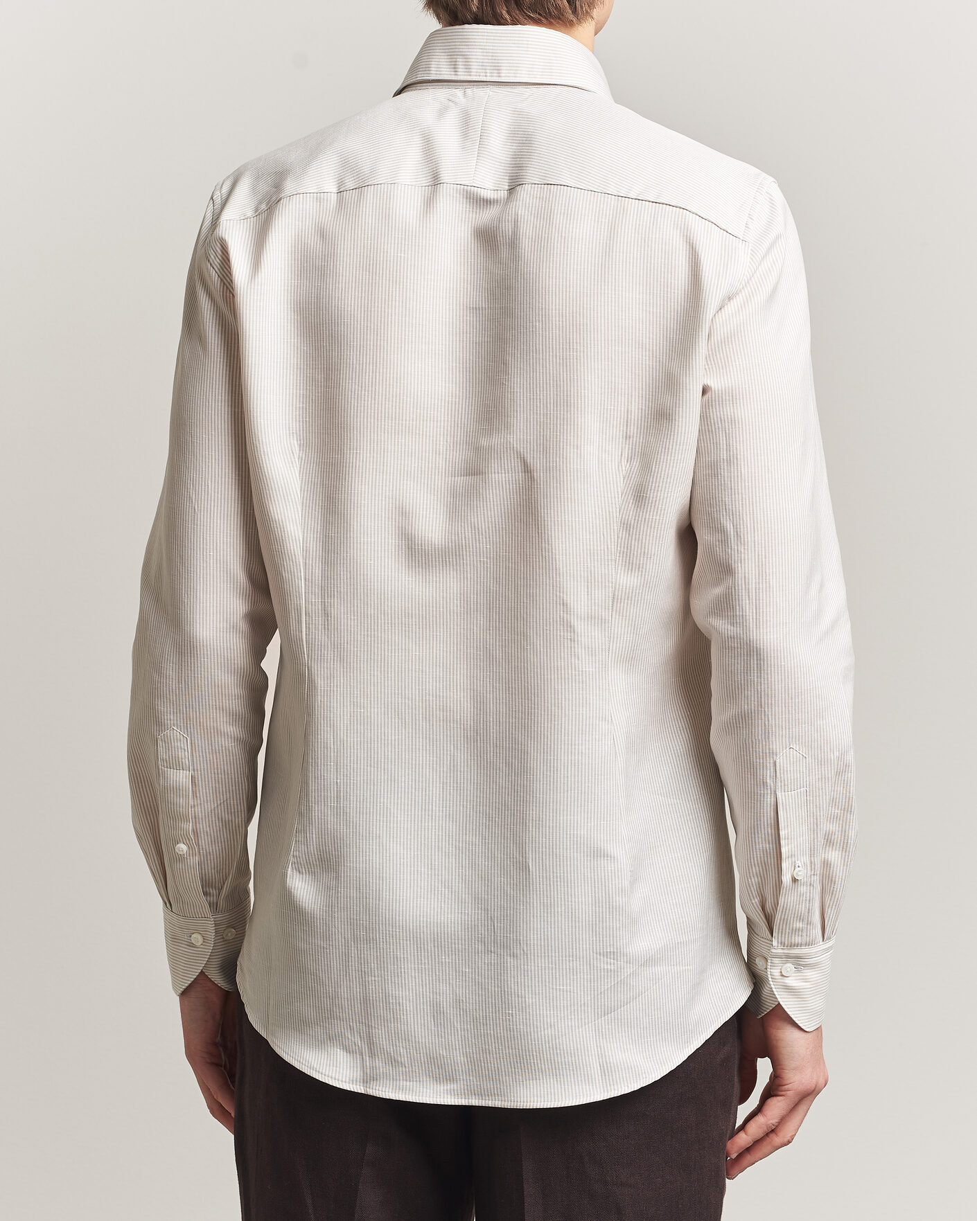 Uomini | Camicie | Stenströms | 1899 Cotton/Linen/Silk Striped Shirt Beige