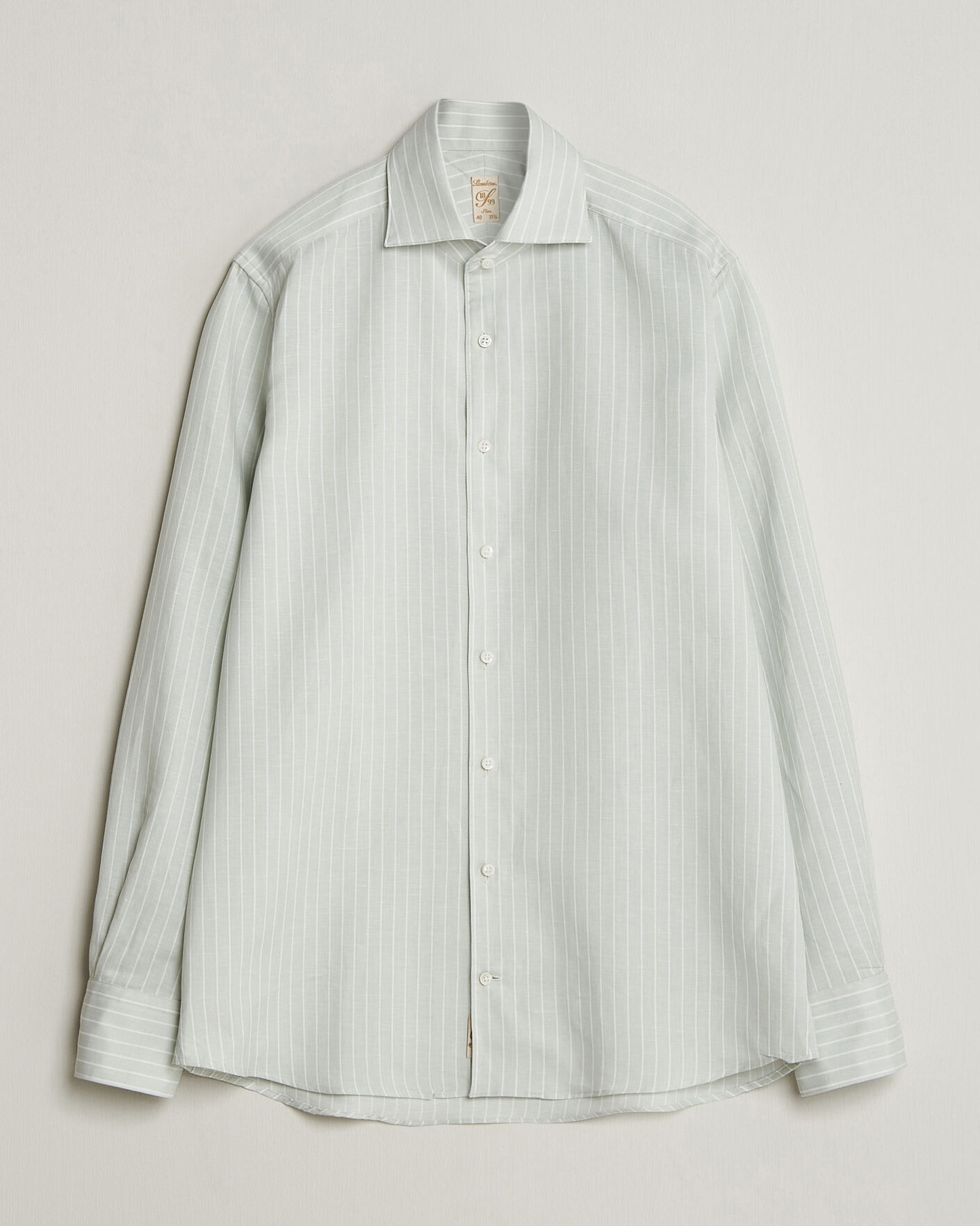 Uomini | Camicie | Stenströms | 1899 Cotton/Linen/Silk Striped Shirt Green